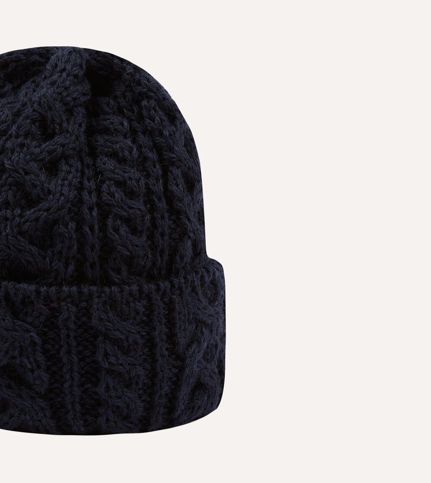 Navy Wool Cable Knit Cap