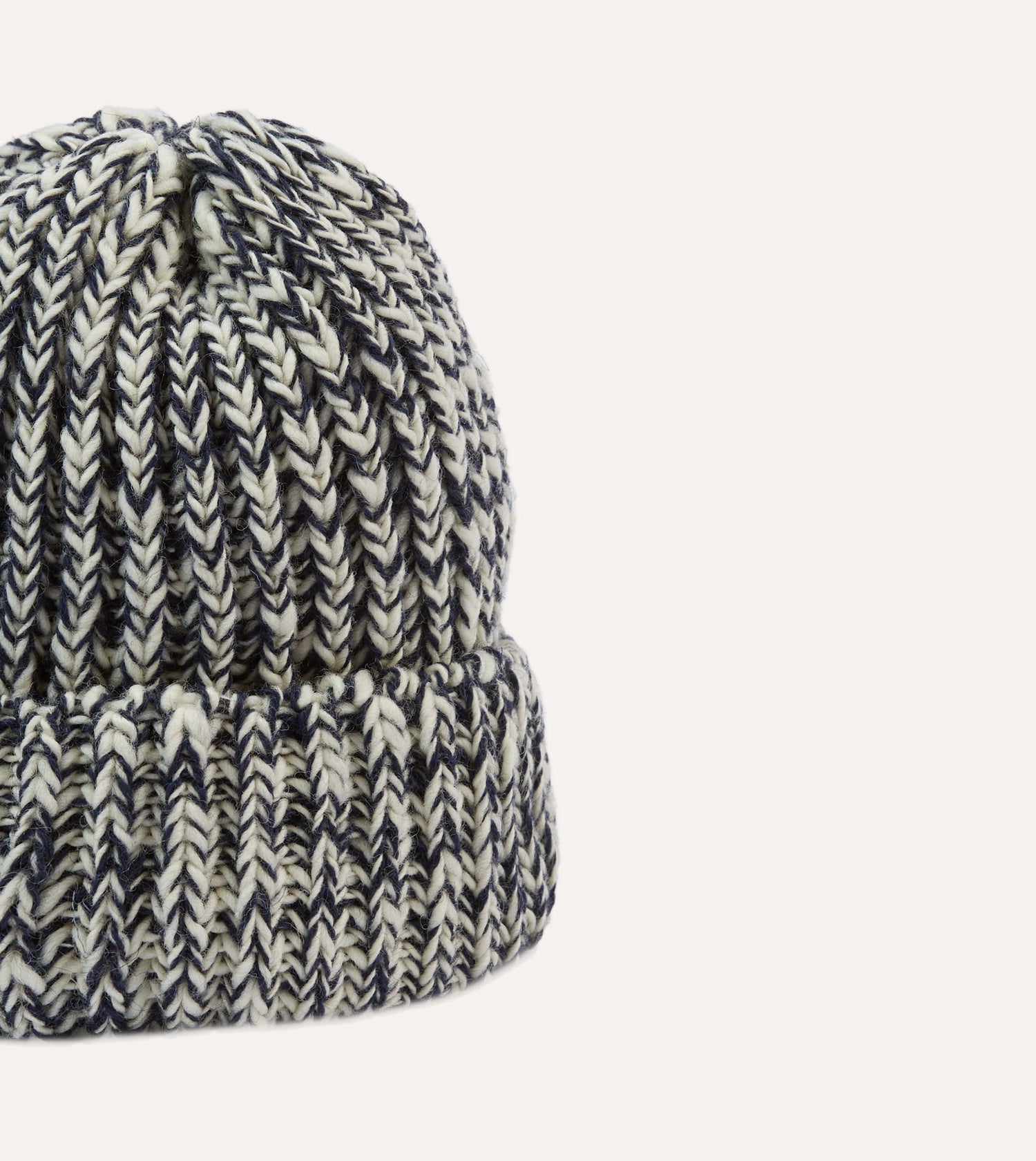 Navy Slub Wool Cable Knit Cap