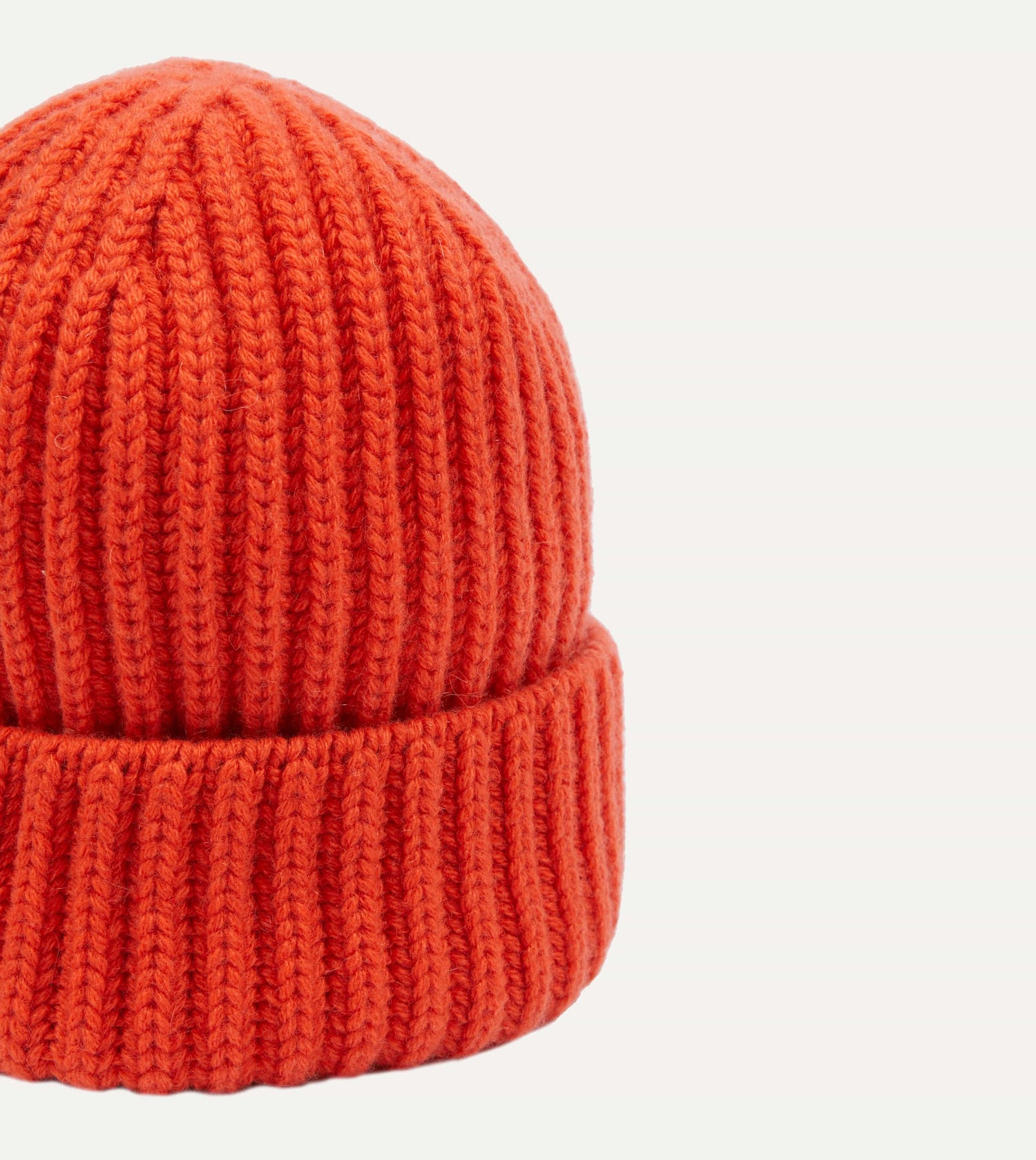 Orange Cashmere Ribbed Knit Cap