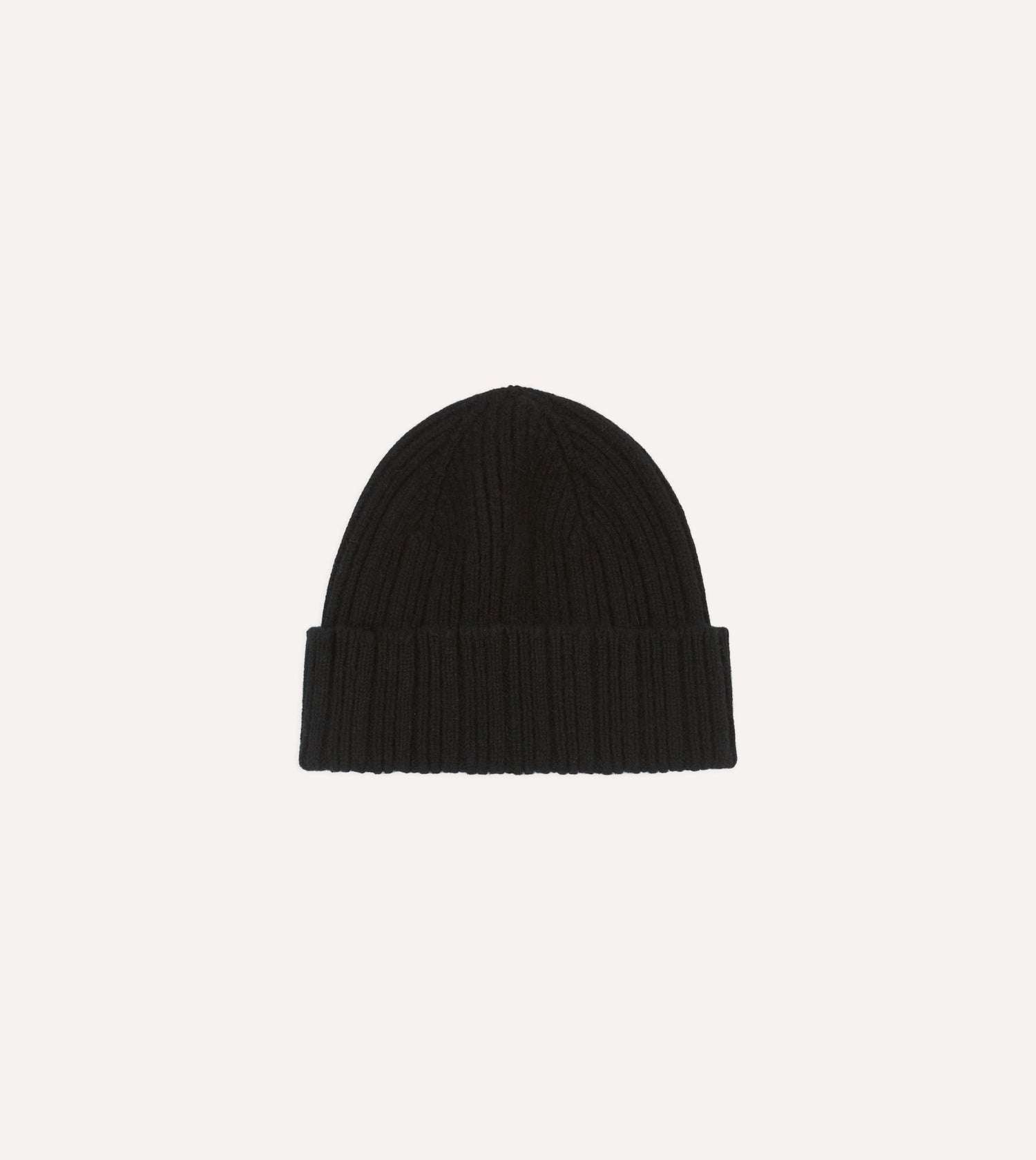 Drake's by A. Levine Black Angora Lambswool Ribbed Knit Cap