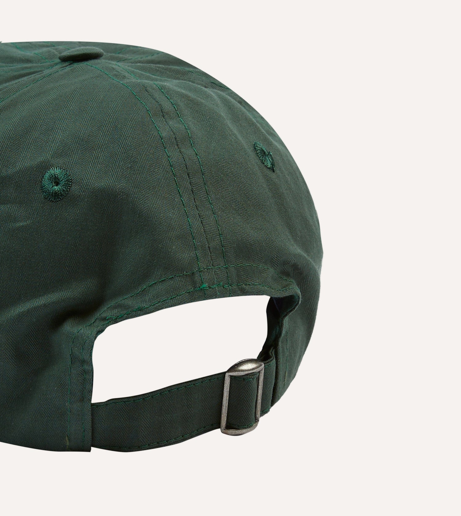 Green Chainstitch 'D' Waxed Herringbone Cotton Baseball Cap