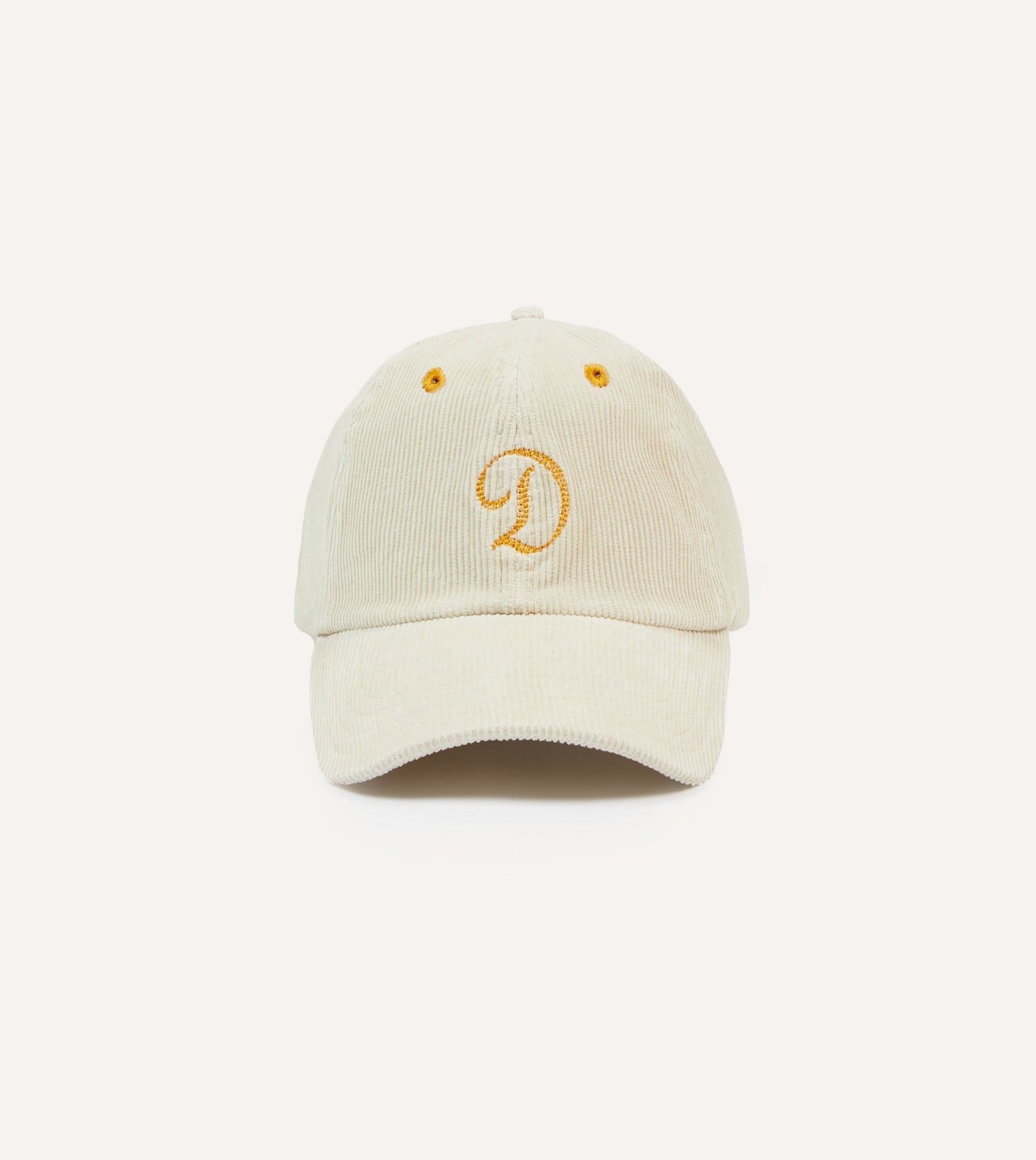 Ecru 'D' Emblem Cotton Corduroy Baseball Cap