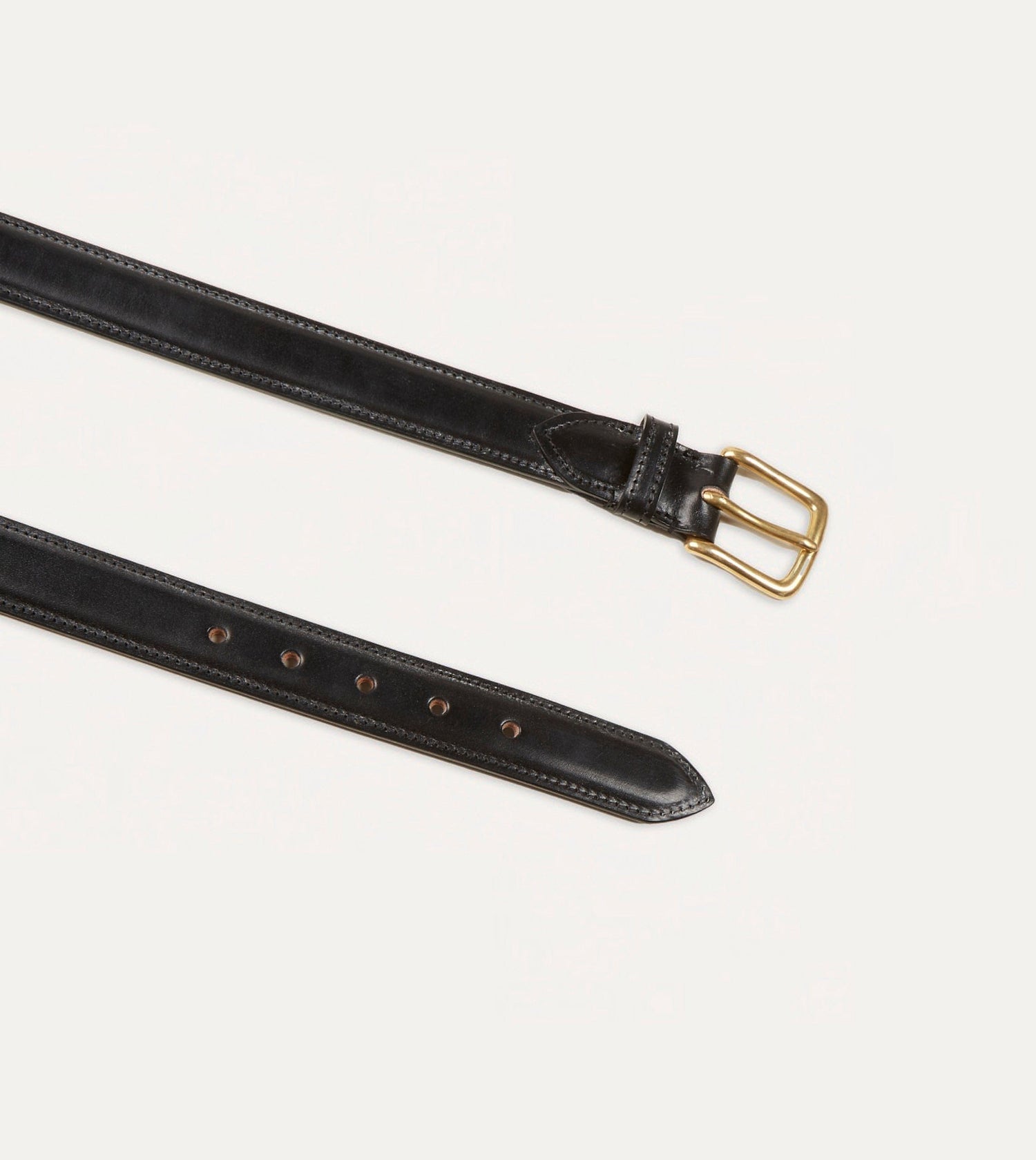 Black Fully Lined Bridle Leather Belt with Brass Buckle