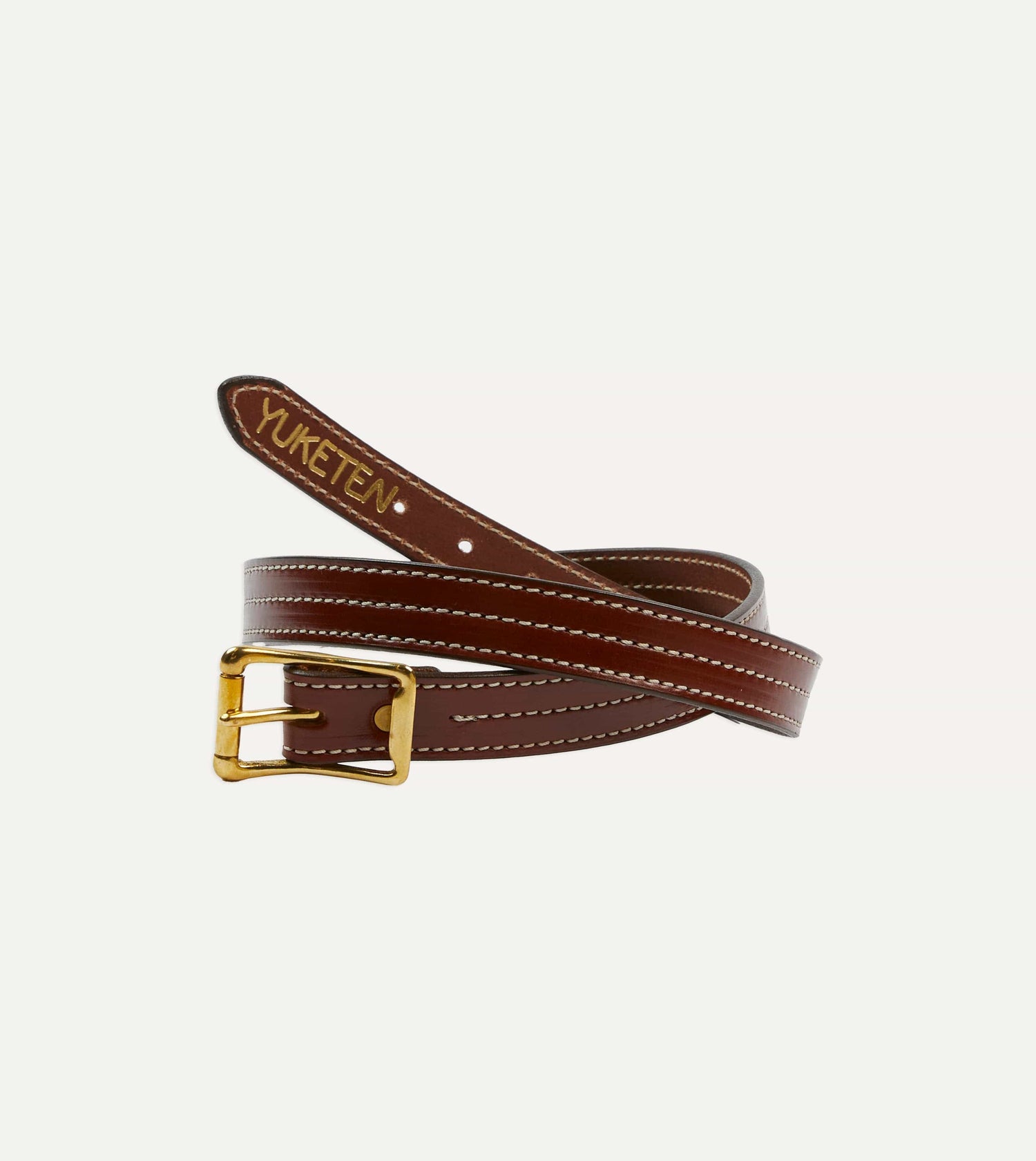 Yuketen Brown Triple Stitched Leather Belt