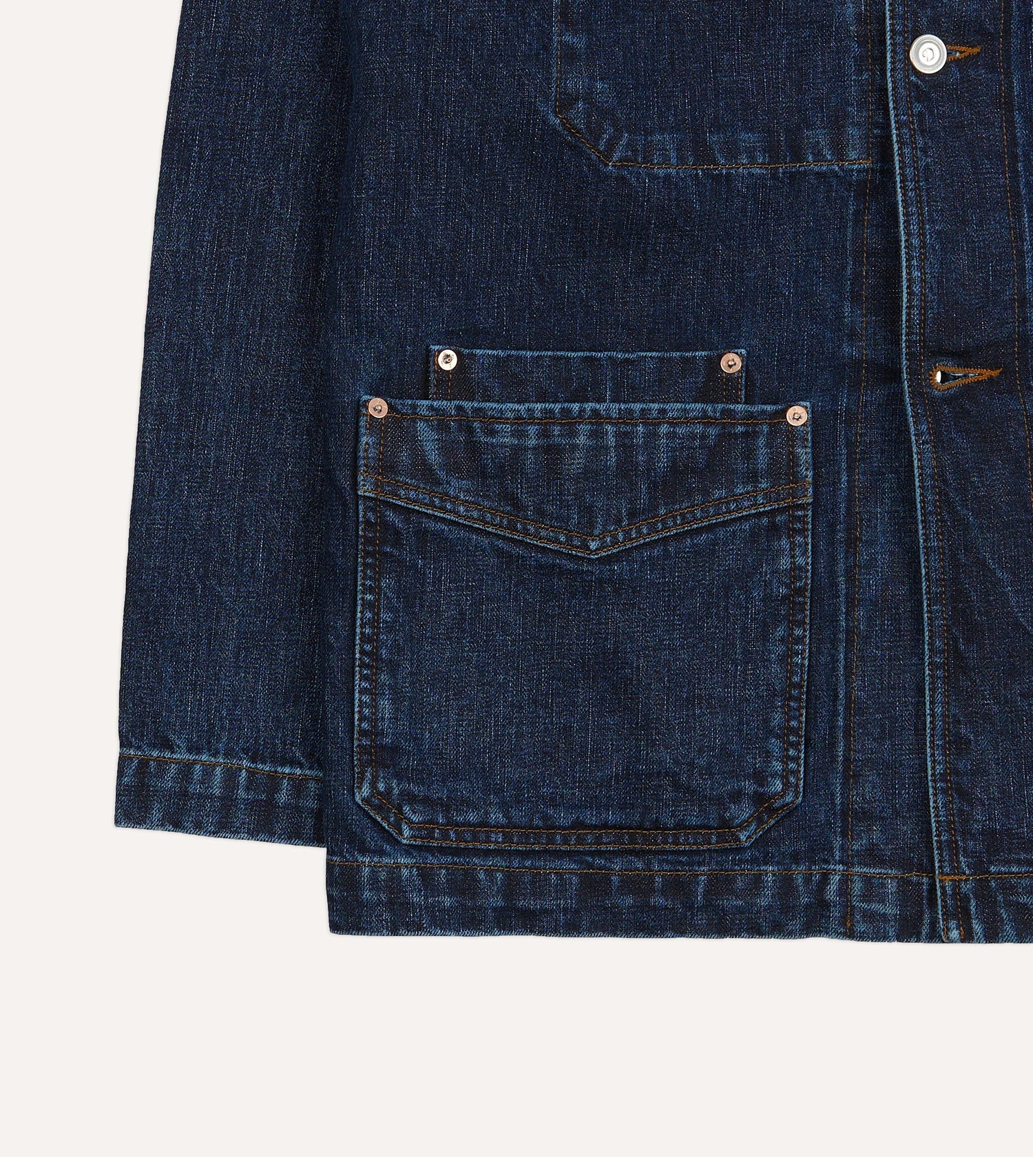 Stone Wash Selvedge Denim Five-Pocket Chore Jacket