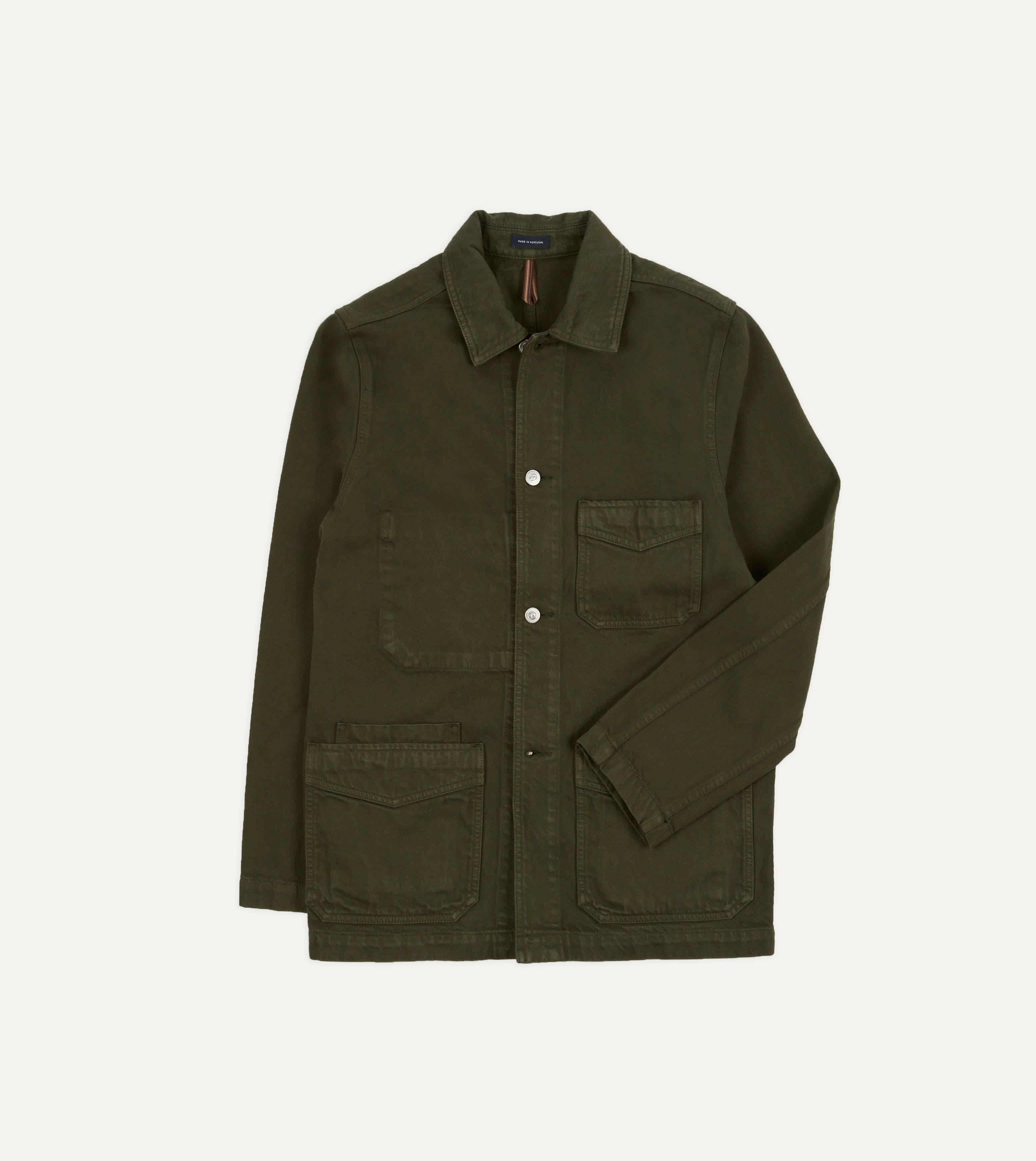Green Heavy Twill Cotton Five-Pocket Chore Jacket – Drakes