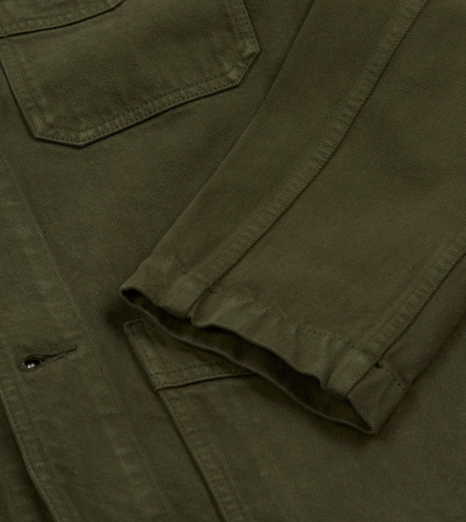 Green Heavy Twill Cotton Five-Pocket Chore Jacket