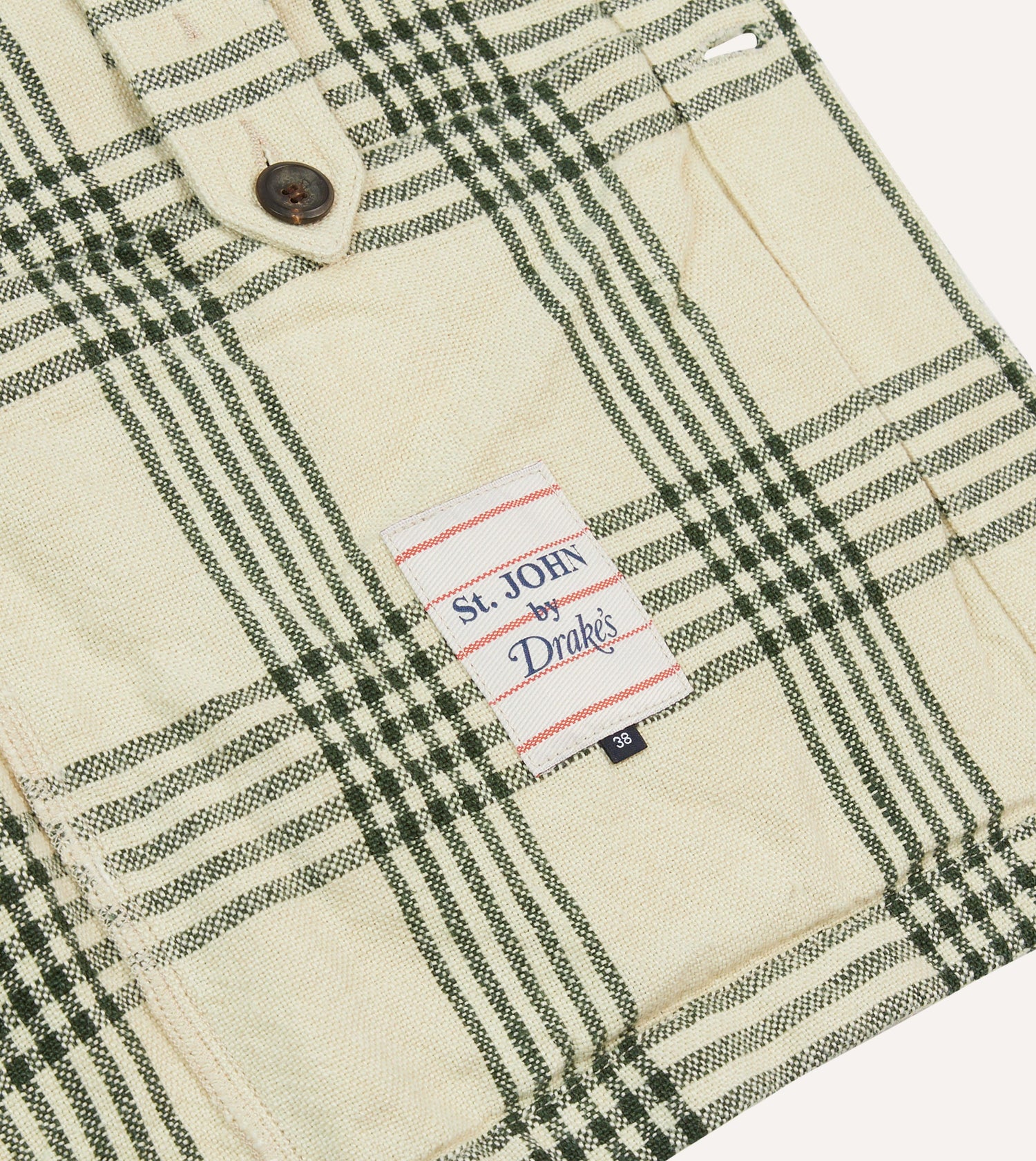 St. JOHN by Drake's Green Check Linen Five-Pocket Chore Jacket