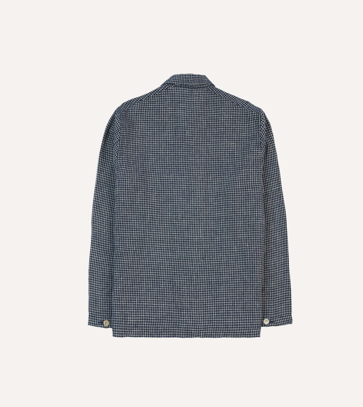 St. JOHN by Drake's Navy Check Linen Fatigue Jacket