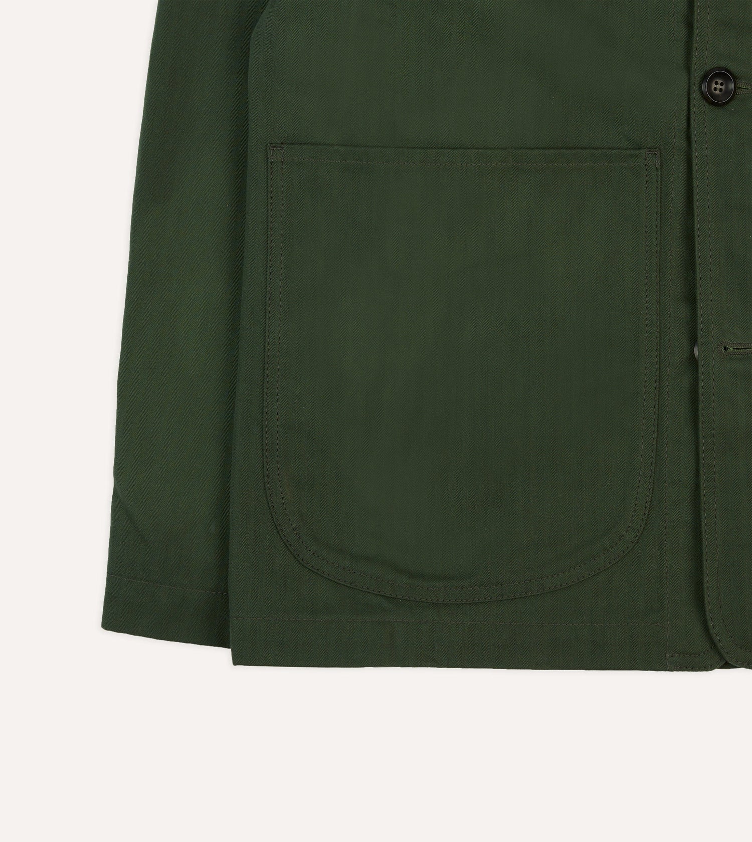 Green Herringbone Cotton Three-Pocket Chore Jacket