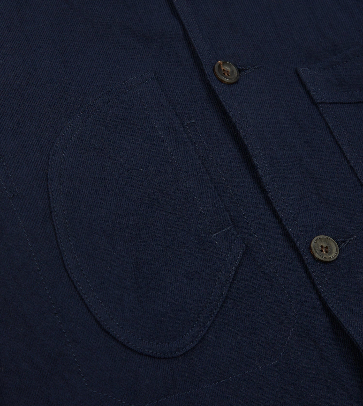 Navy Wool-Cotton Five-Pocket Artist Chore Jacket