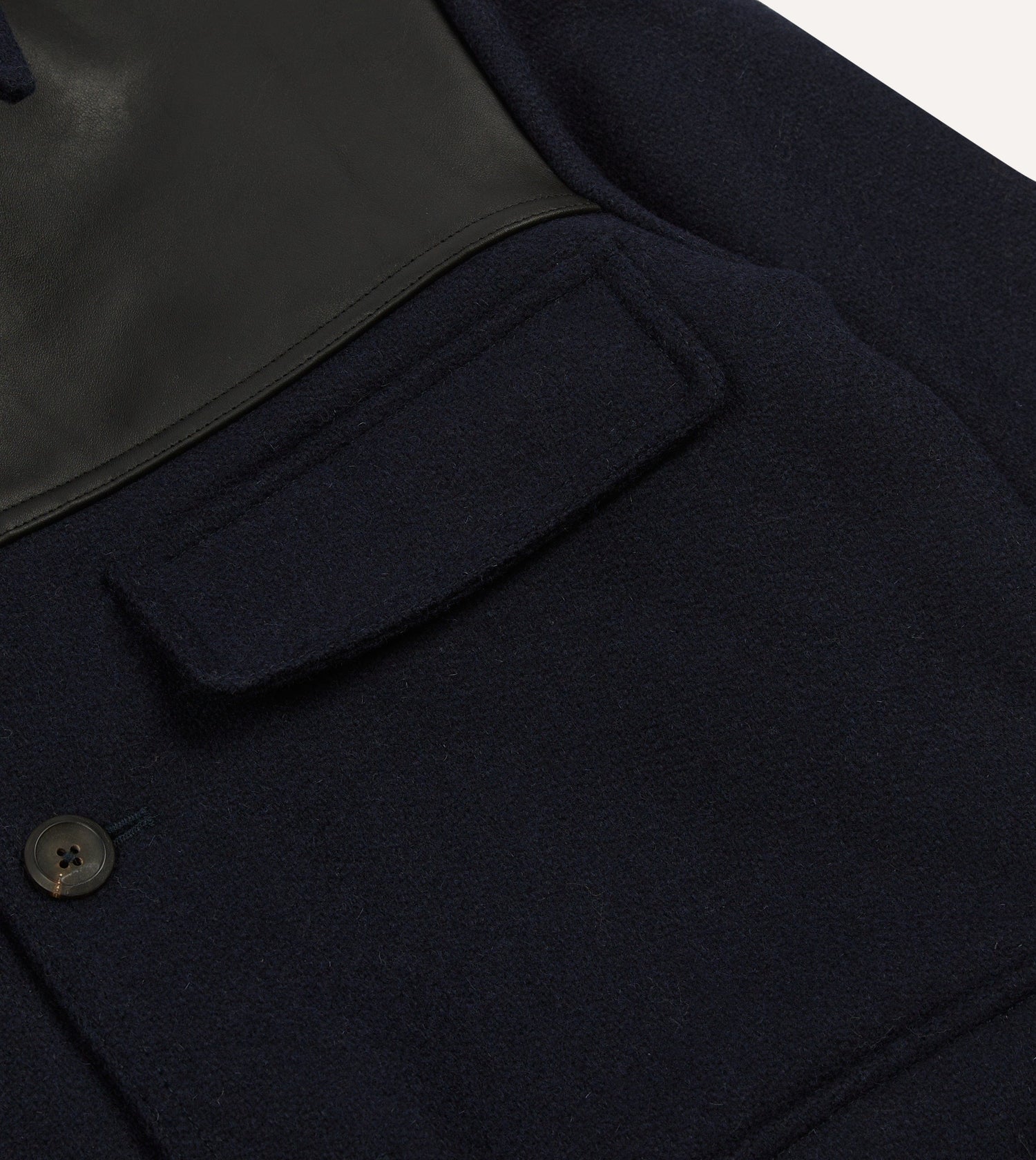 Navy Wool and Leather Donkey Chore Jacket