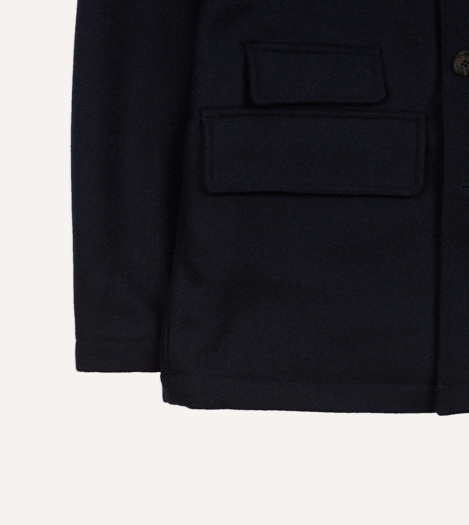 Navy Wool and Leather Donkey Jacket