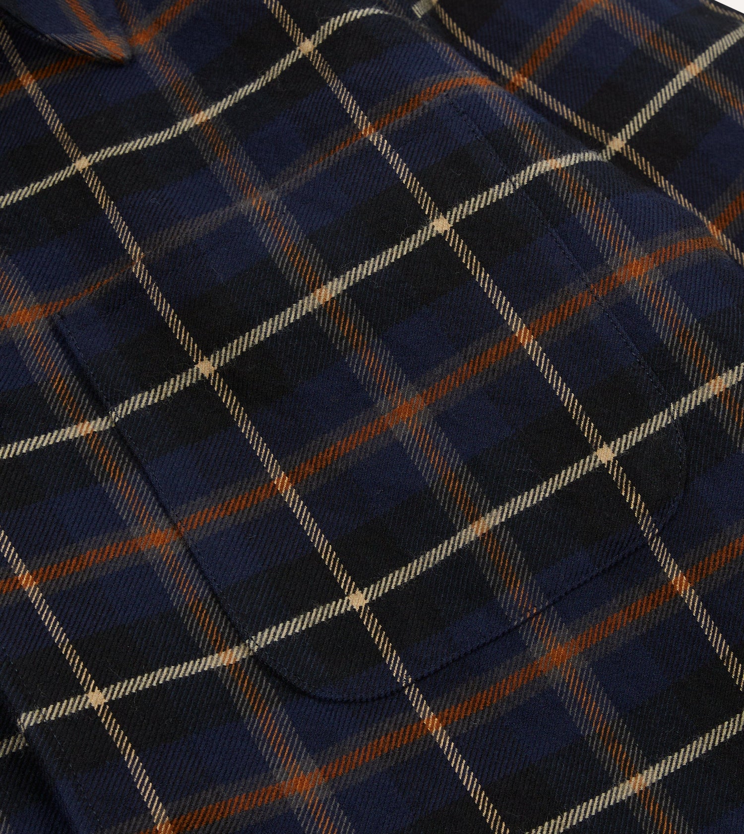 Navy Check Wool-Cotton Four-Pocket Chore Jacket