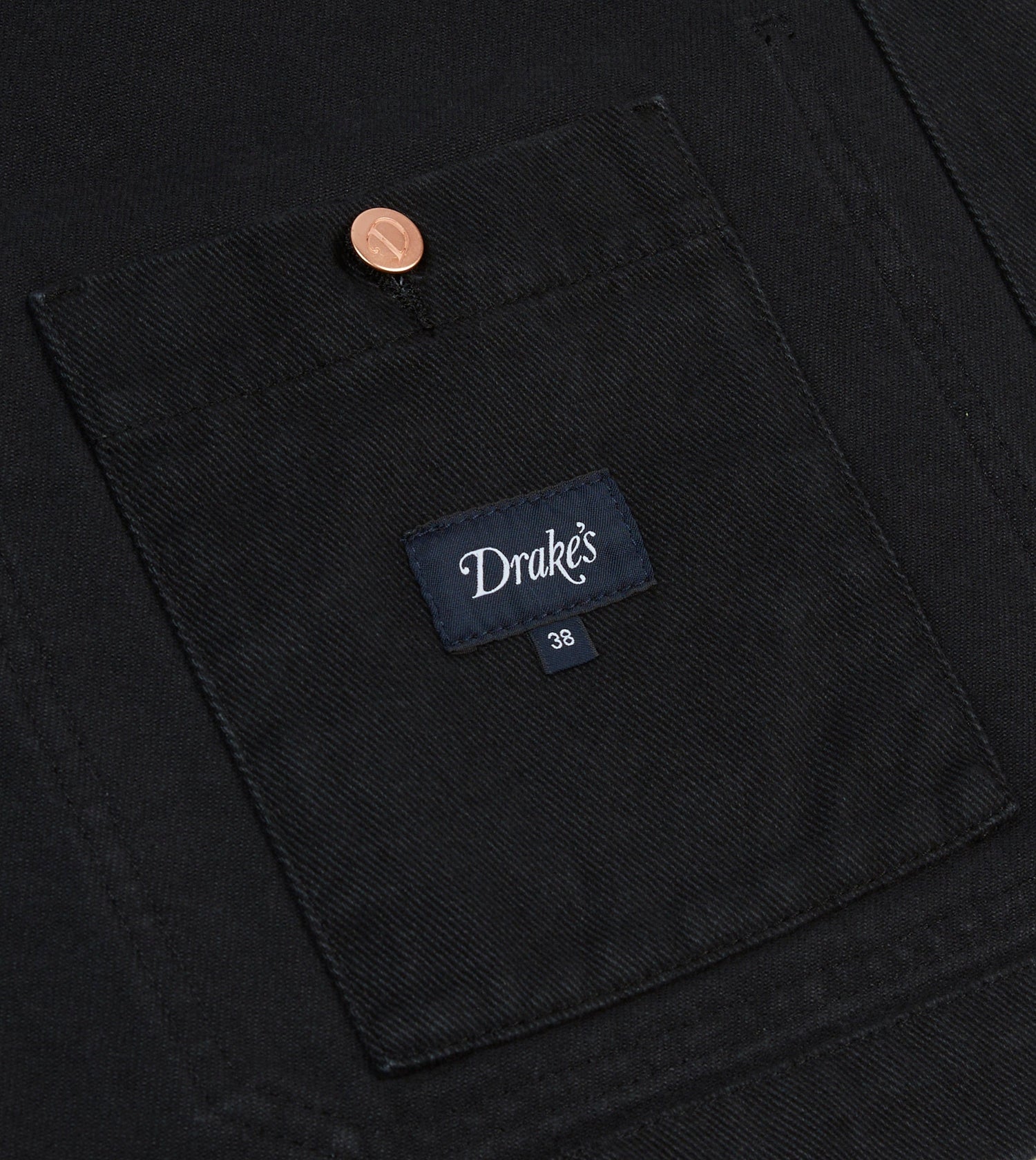 Black Heavy Twill Cotton Five-Pocket Chore Jacket