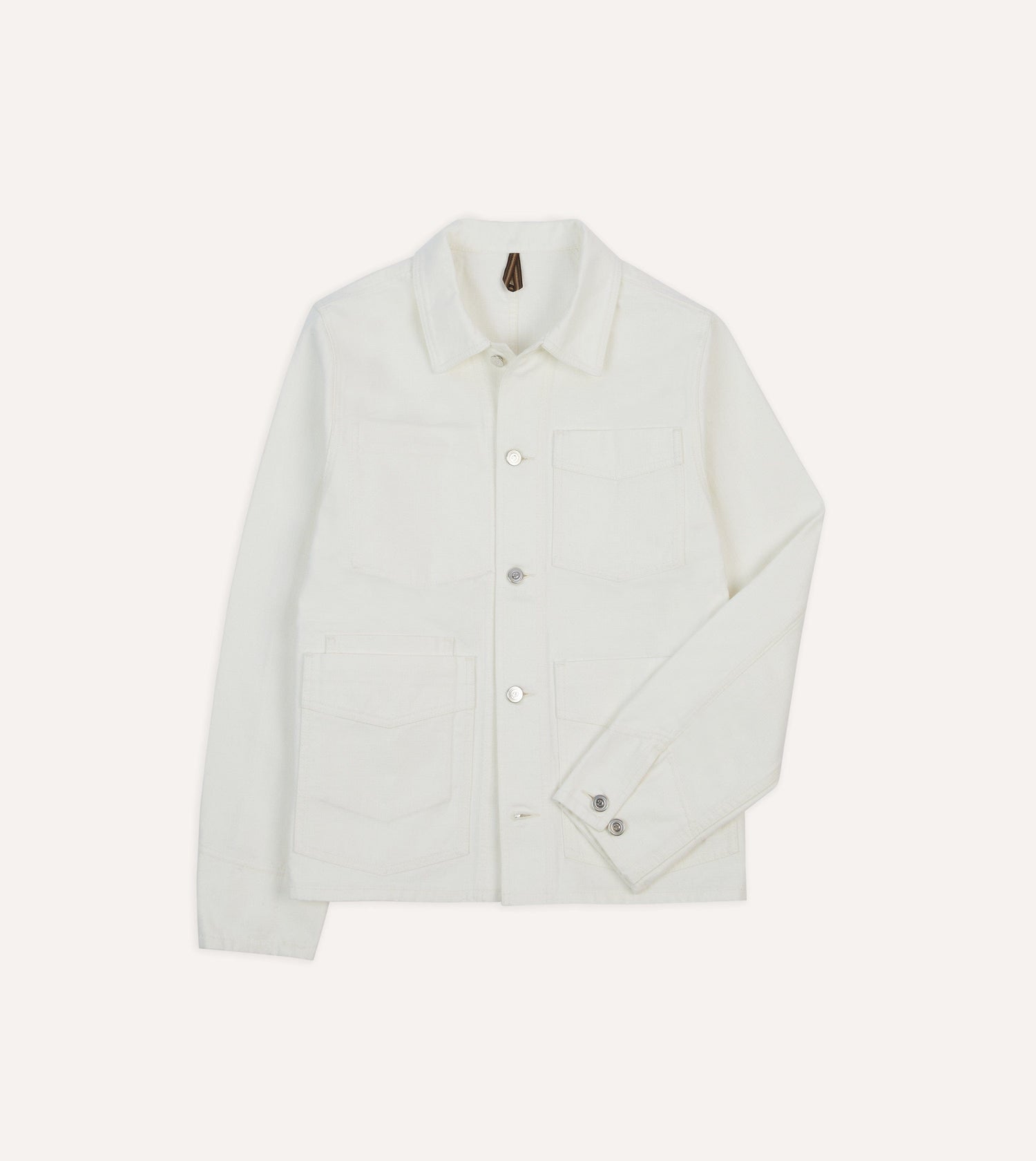 Ecru Cotton Canvas Work Jacket