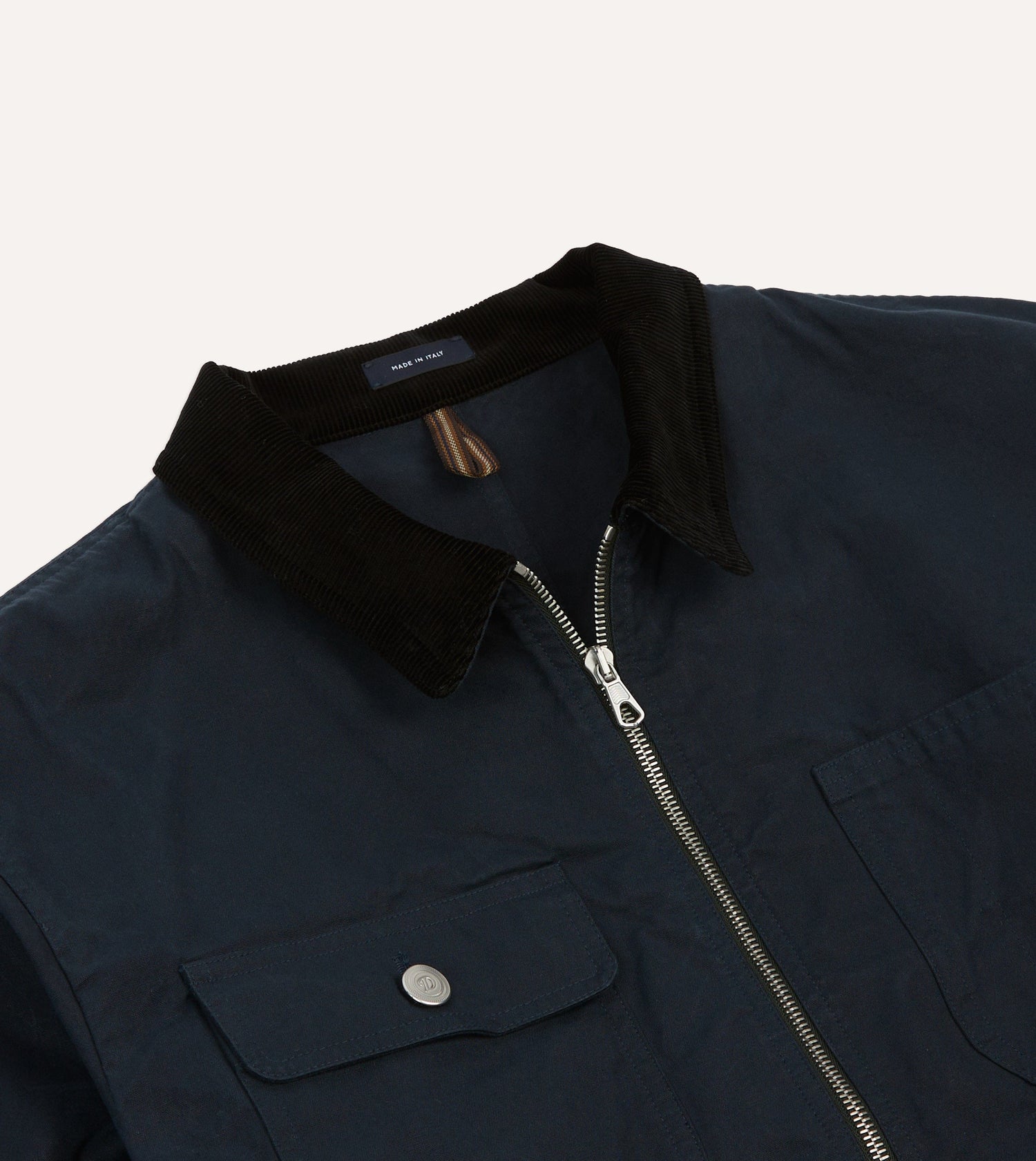 Drake's by A. Levine Navy Waxed Cotton Trucker Jacket