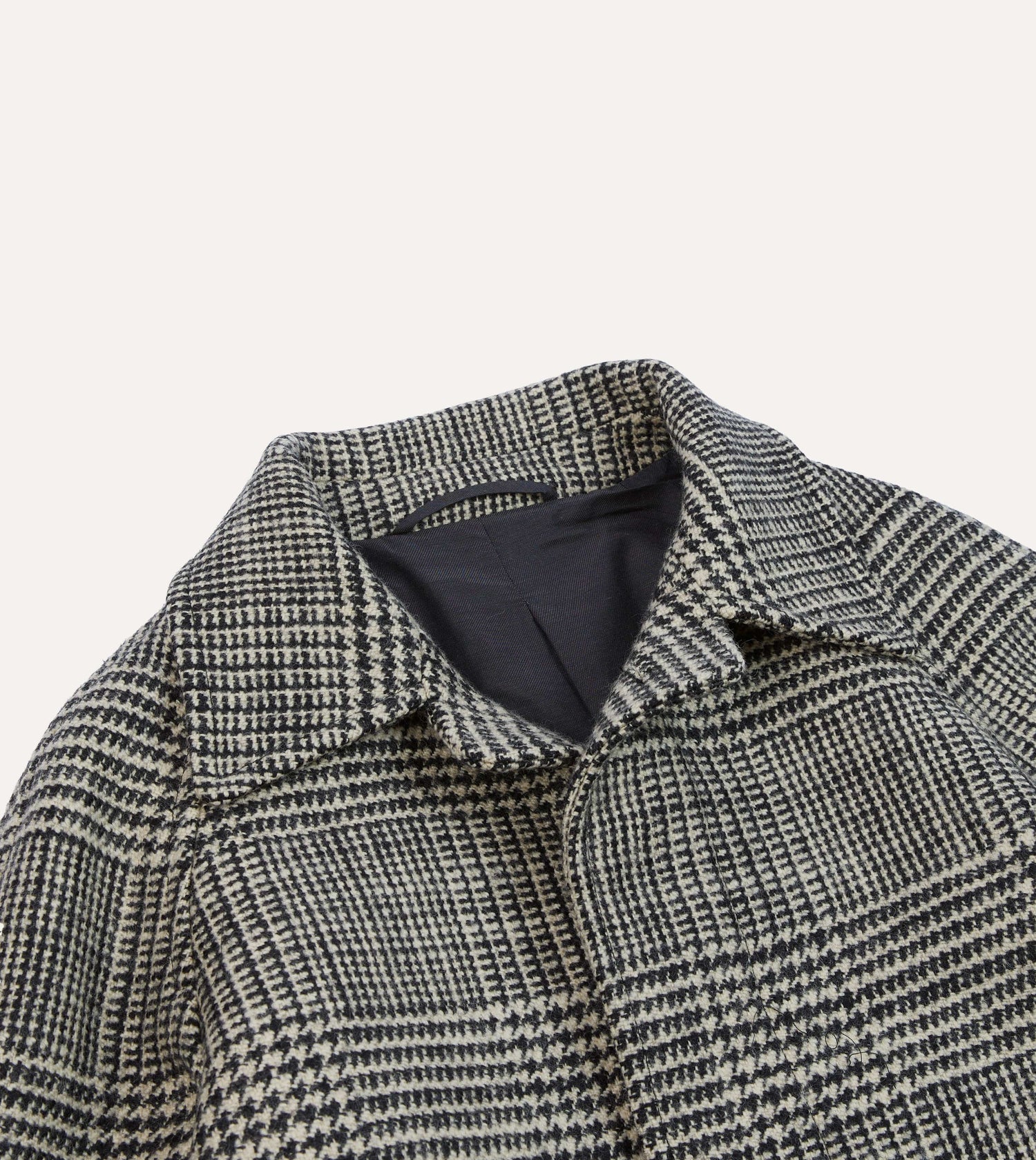 Grey Prince of Wales Check Wool Raglan Coat