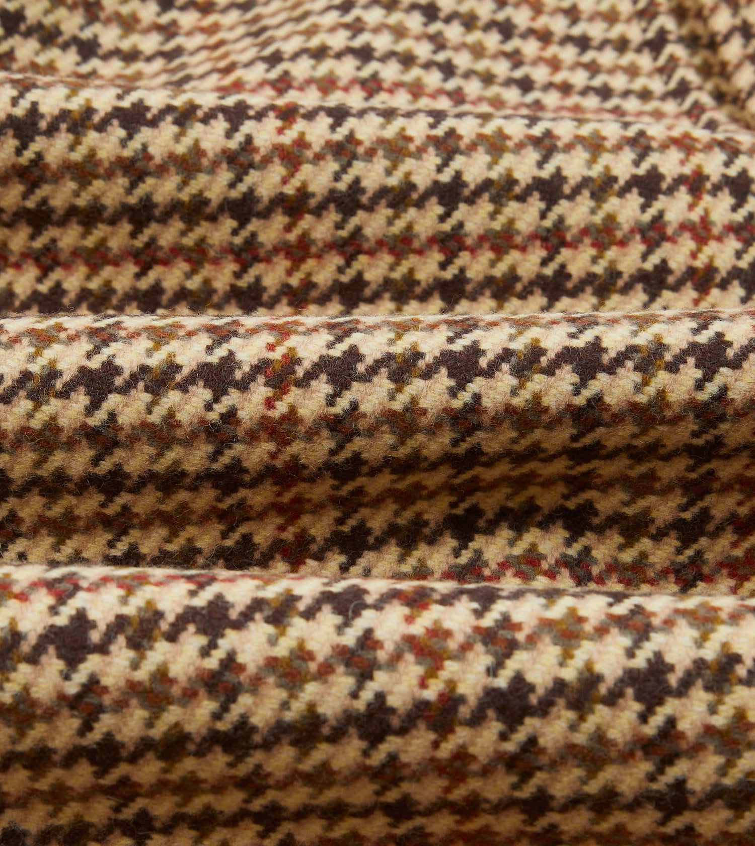 Brown Houndstooth Check Wool Raglan Coat