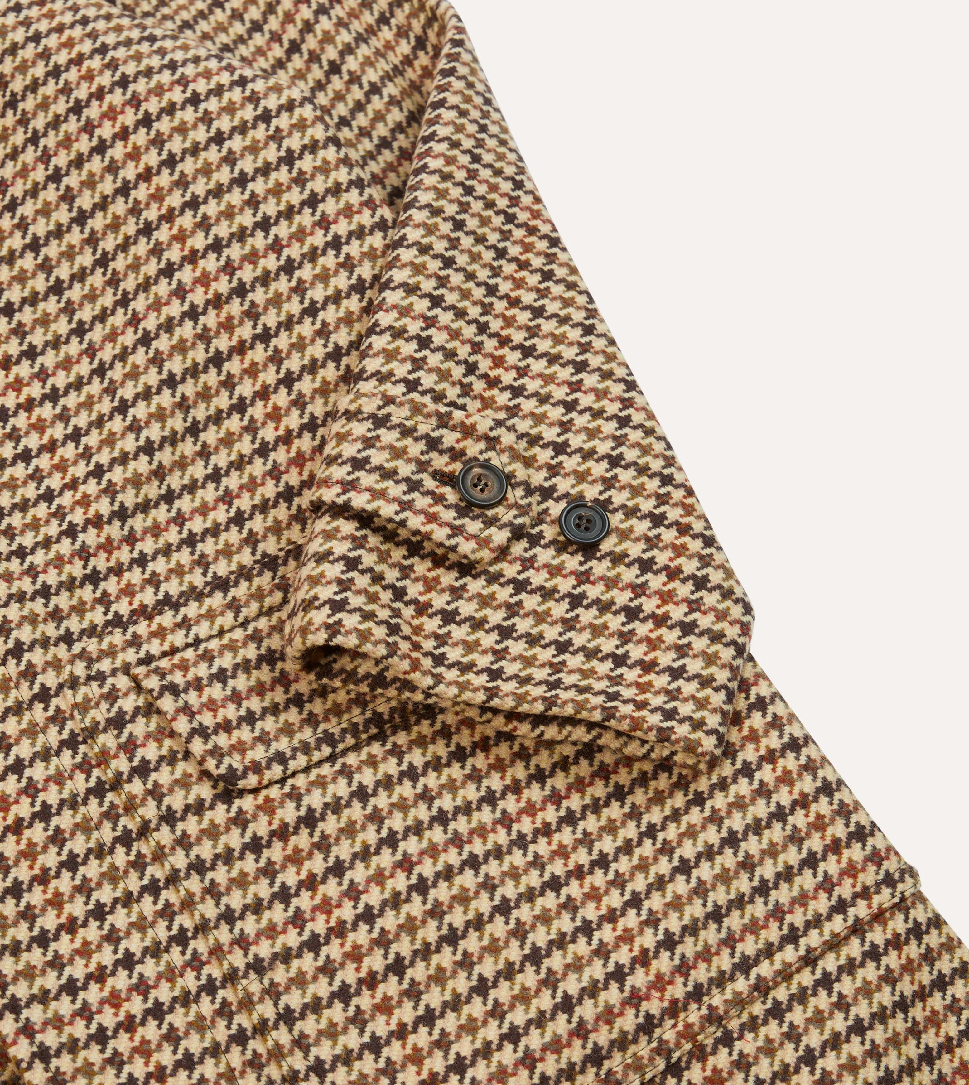 Brown Houndstooth Check Wool Raglan Coat – Drakes