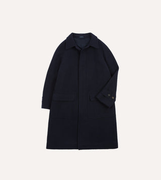 Navy Wool Raglan Coat – Drakes