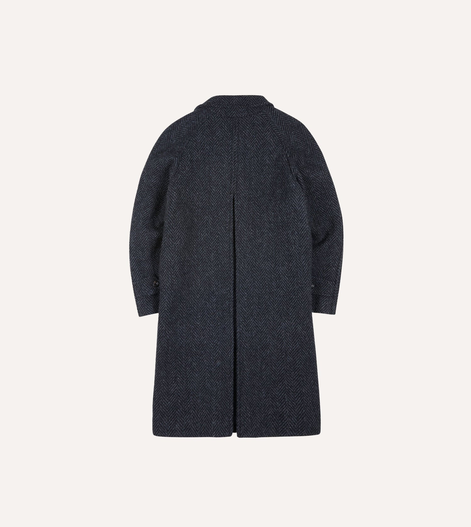 Dark Grey Herringbone Wool Raglan Coat