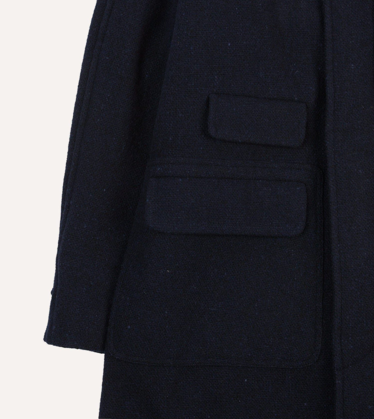 Navy Donegal Wool Raglan Coat