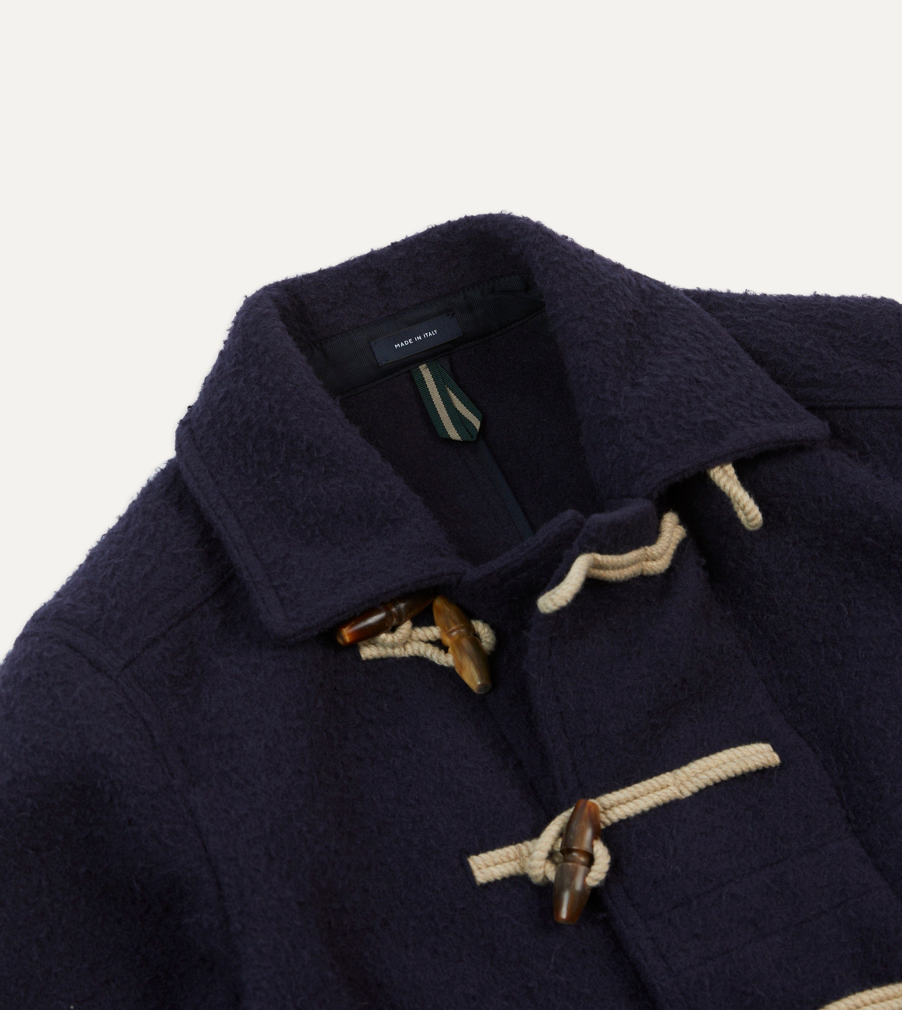 Navy Casentino Wool Short Duffle Coat Drakes