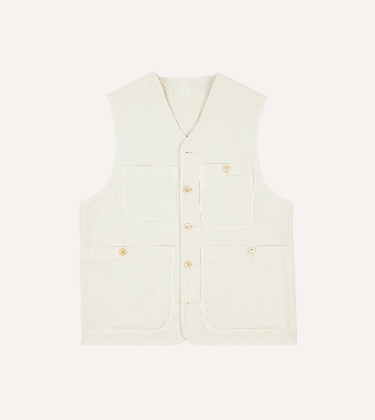 St. JOHN by Drake's Ecru Cotton Linen Potting Vest