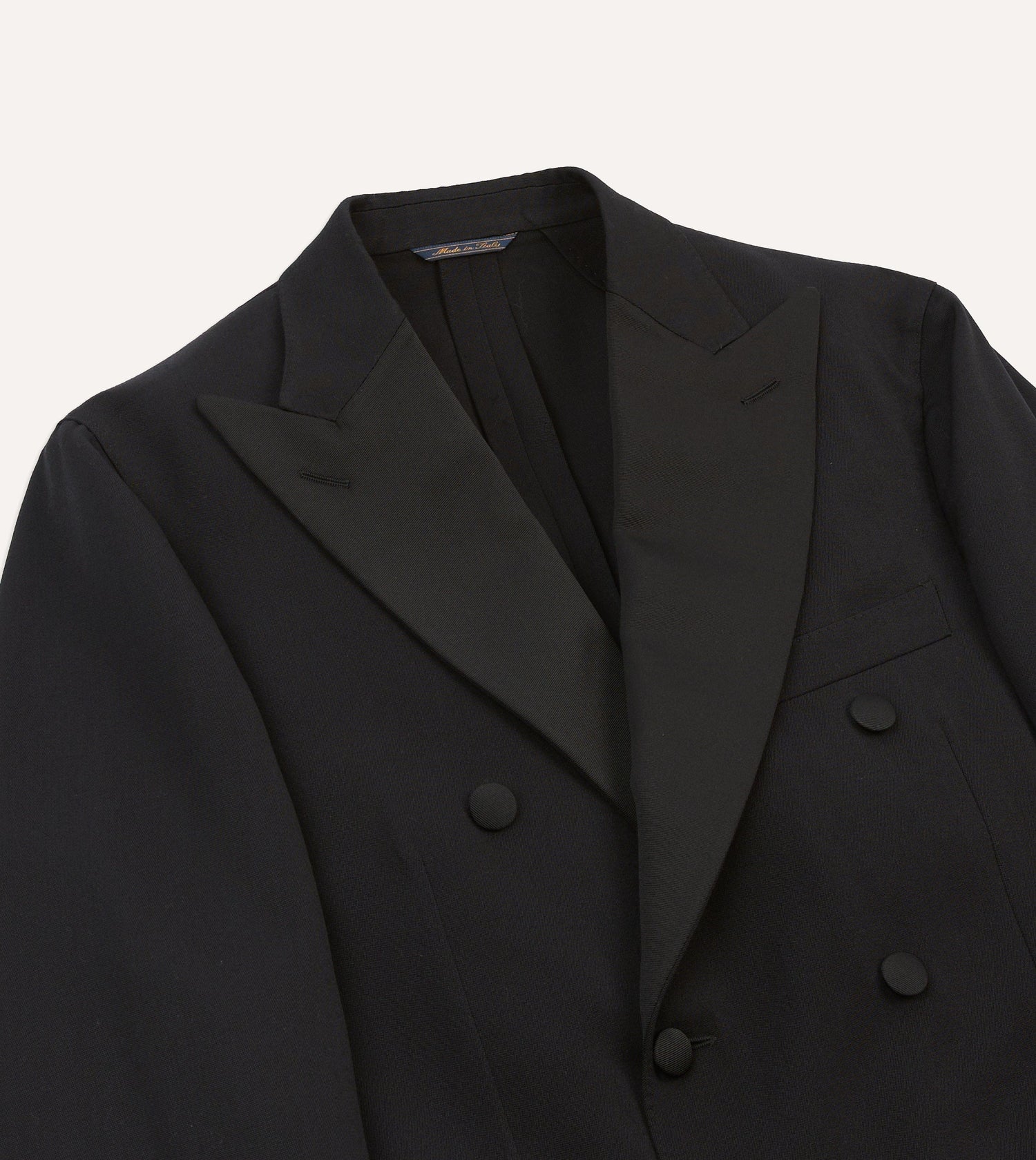 Black Barathea Wool Double-Breasted Dinner Jacket