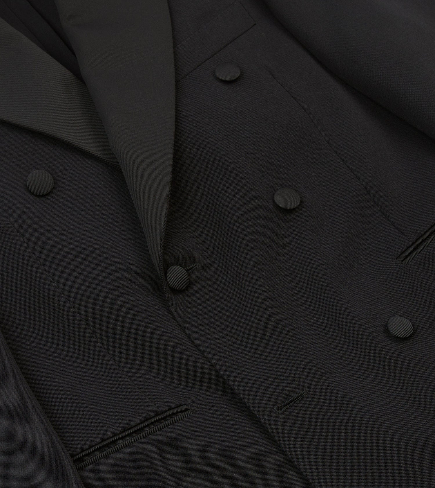 Black Barathea Wool Double-Breasted Dinner Jacket