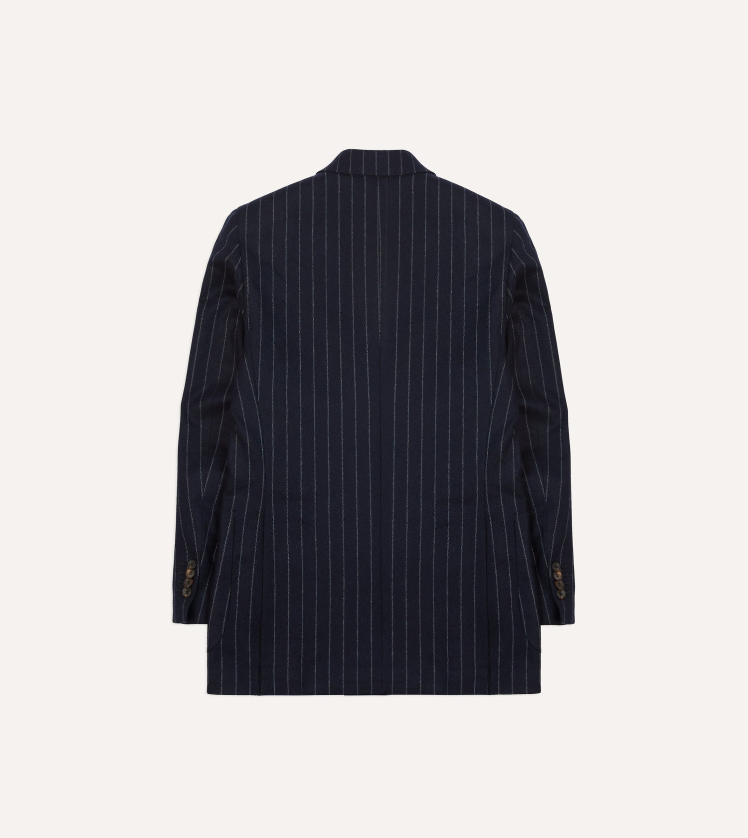 Navy Chalkstripe Wool Double-Breasted Tailored Jacket