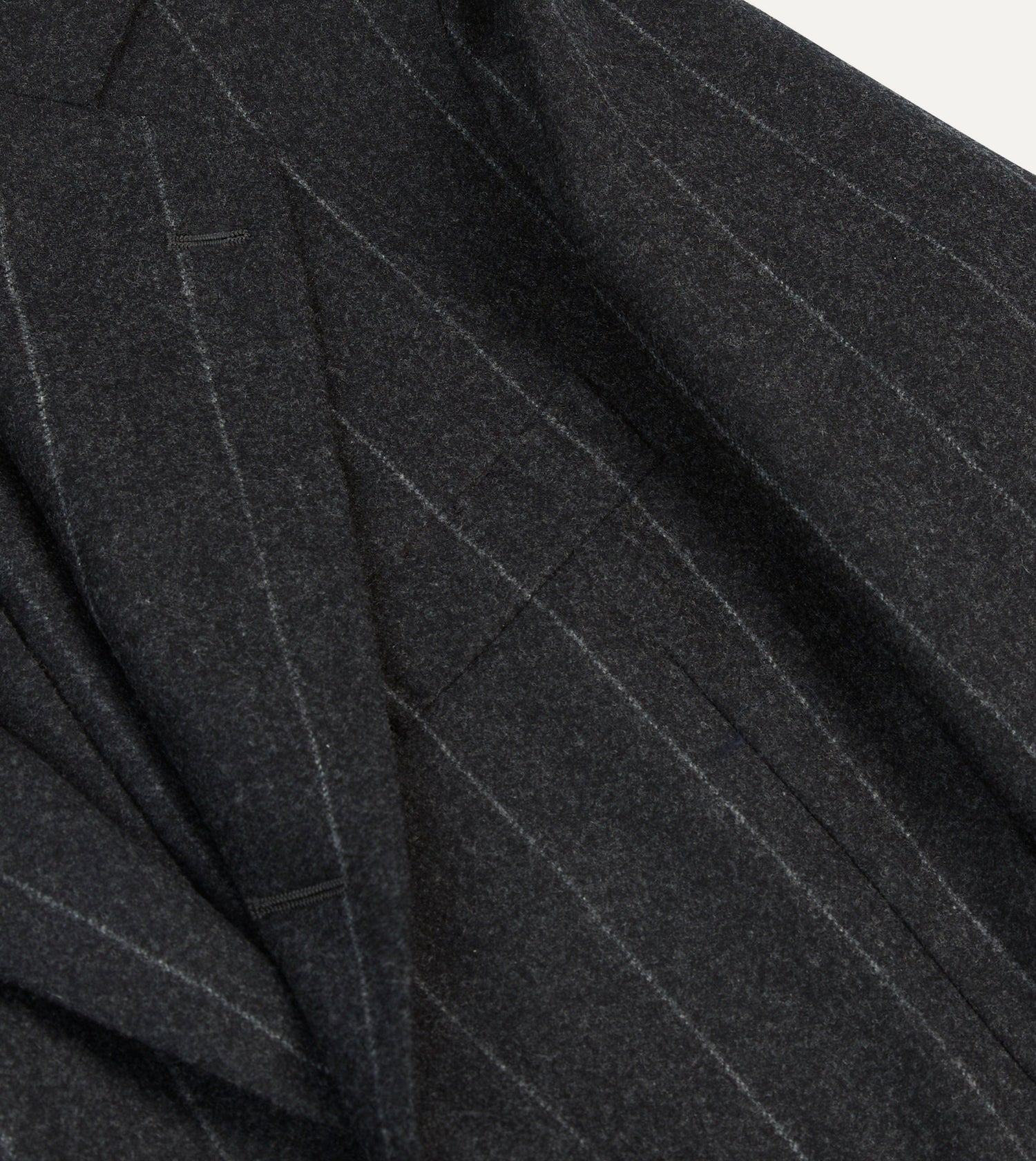 Grey Chalkstripe Wool Flannel Tailored Jacket