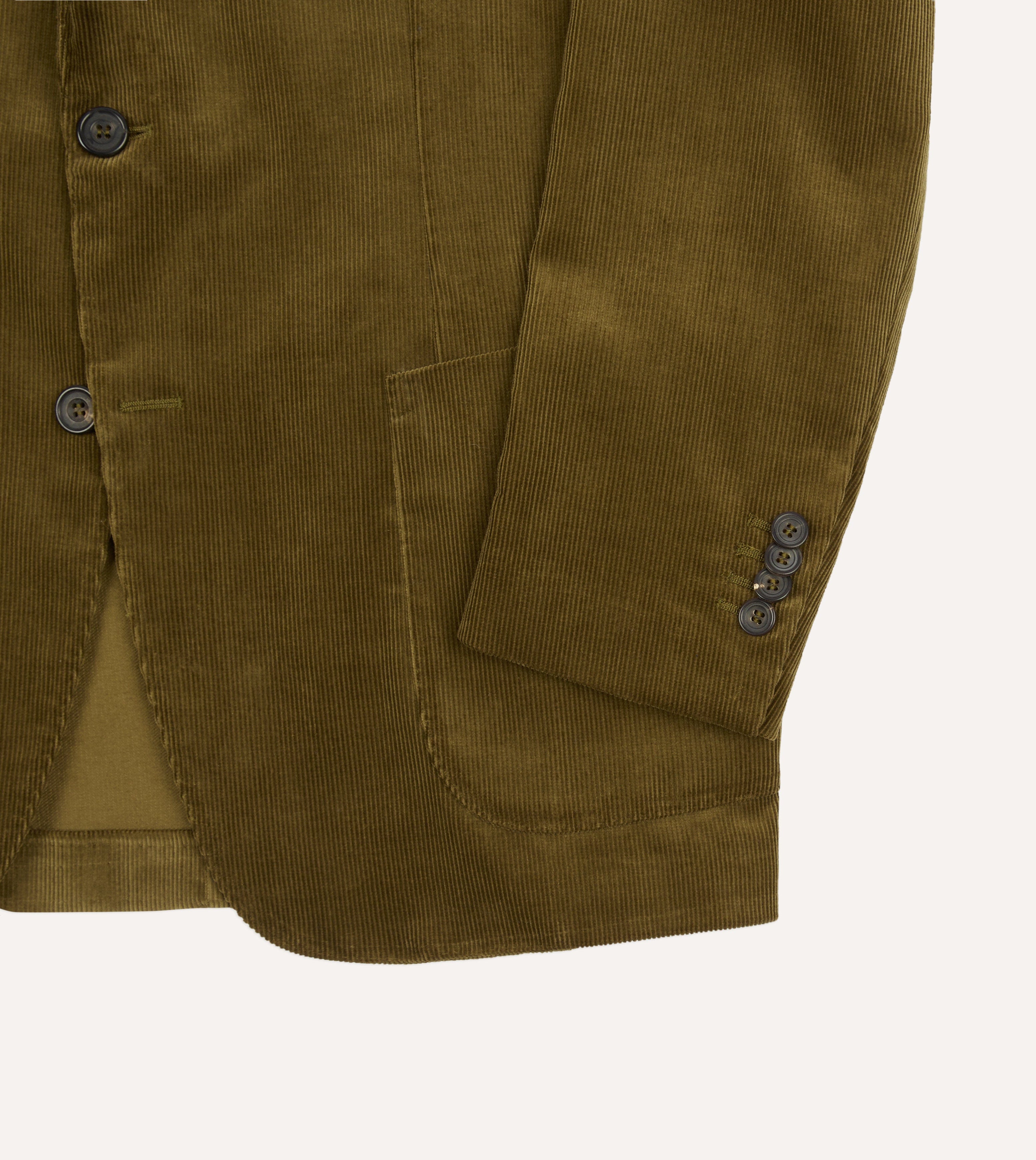 Olive Green Mid-Wale Cotton Corduroy Tailored Jacket – Drakes