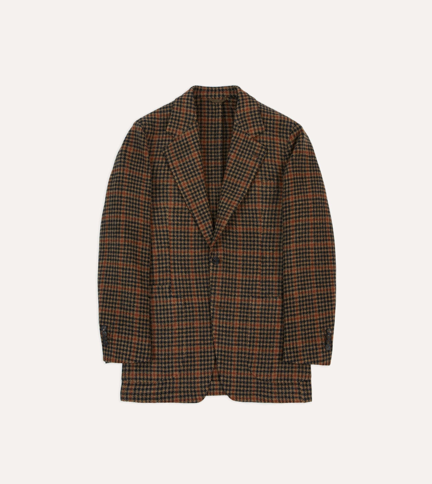 Rust Houndstooth Check Tweed Blazer