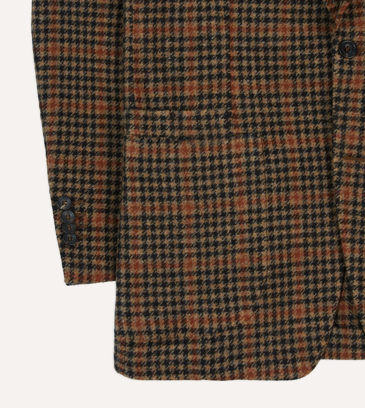 Rust Houndstooth Check Tweed Blazer