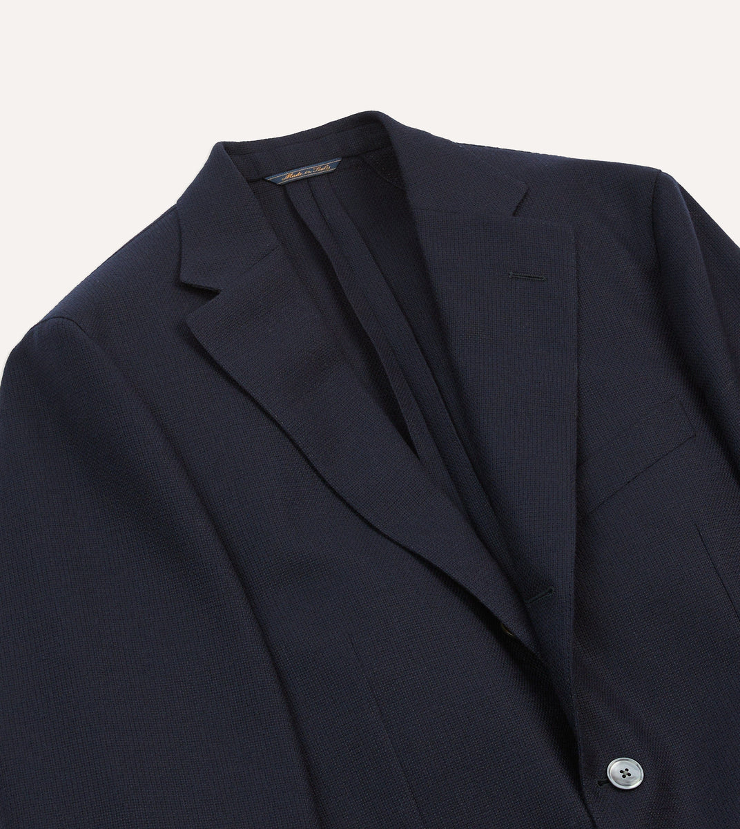 Navy Wool Hopsack Blazer – Drakes