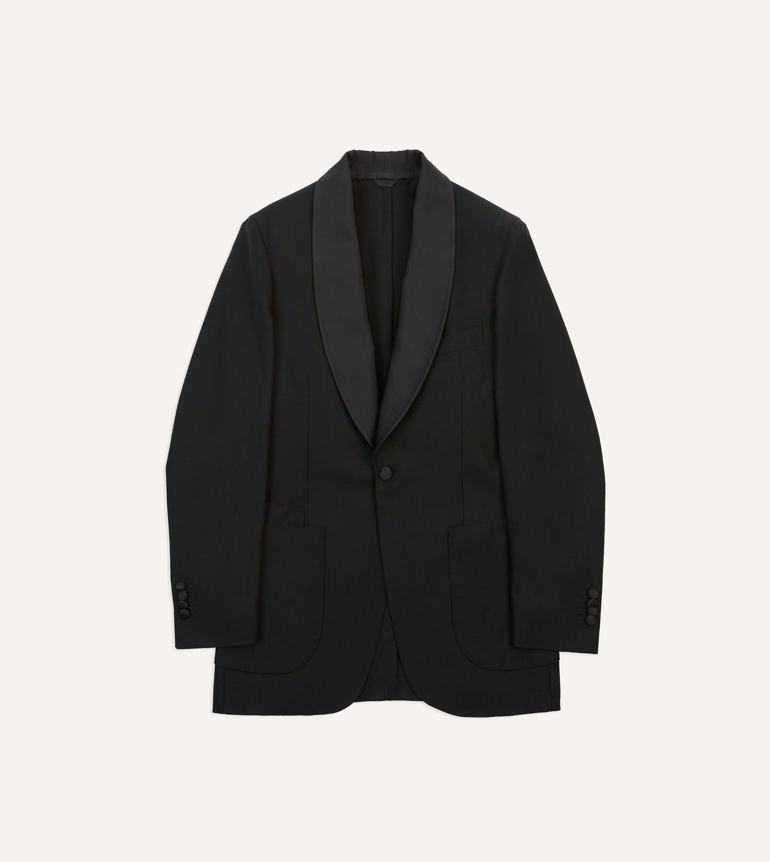 Black Wool Shawl Collar Tuxedo Blazer