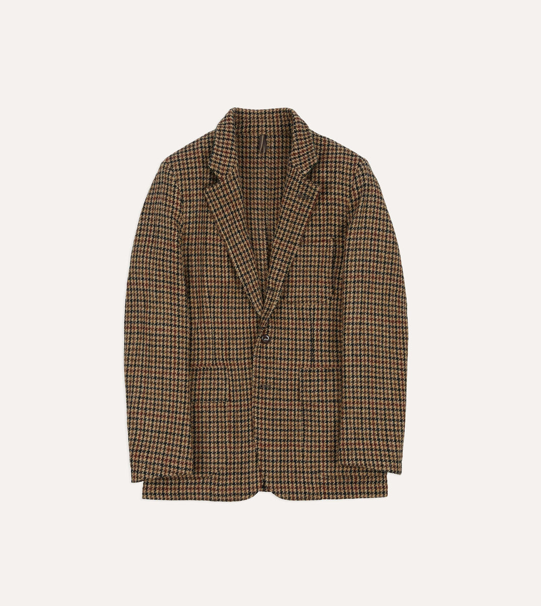 Brown Houndstooth Check Harris Tweed Games Blazer Mk. VII – Drakes