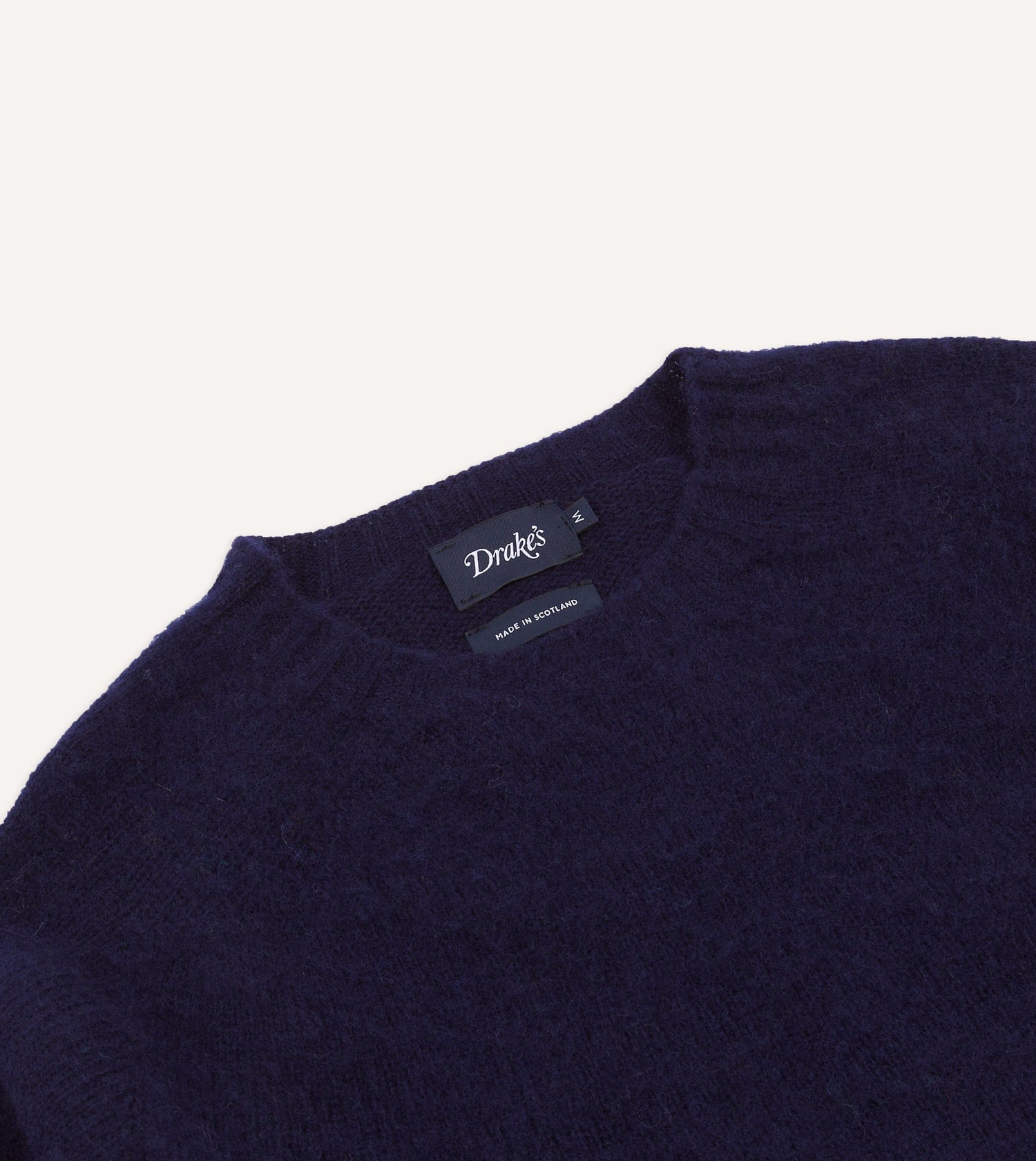 Navy Brushed Shetland Crew Neck Jumper