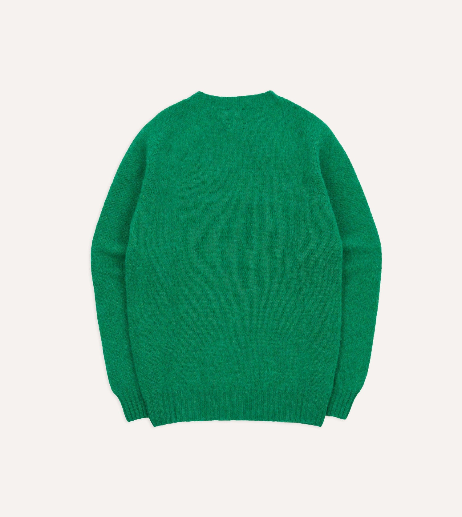 Green Brushed Shetland Crew Neck Jumper