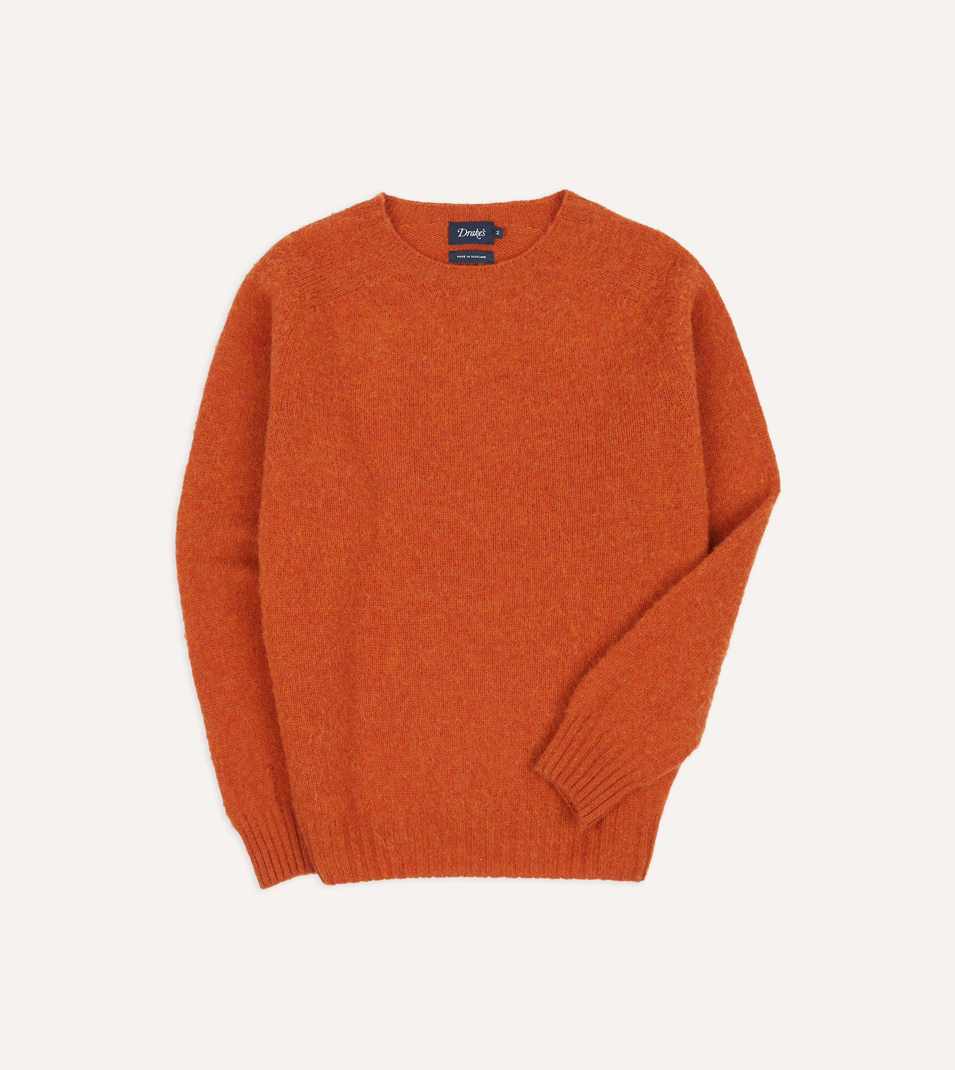 Rust Brushed Shetland Crew Neck Jumper – Drakes