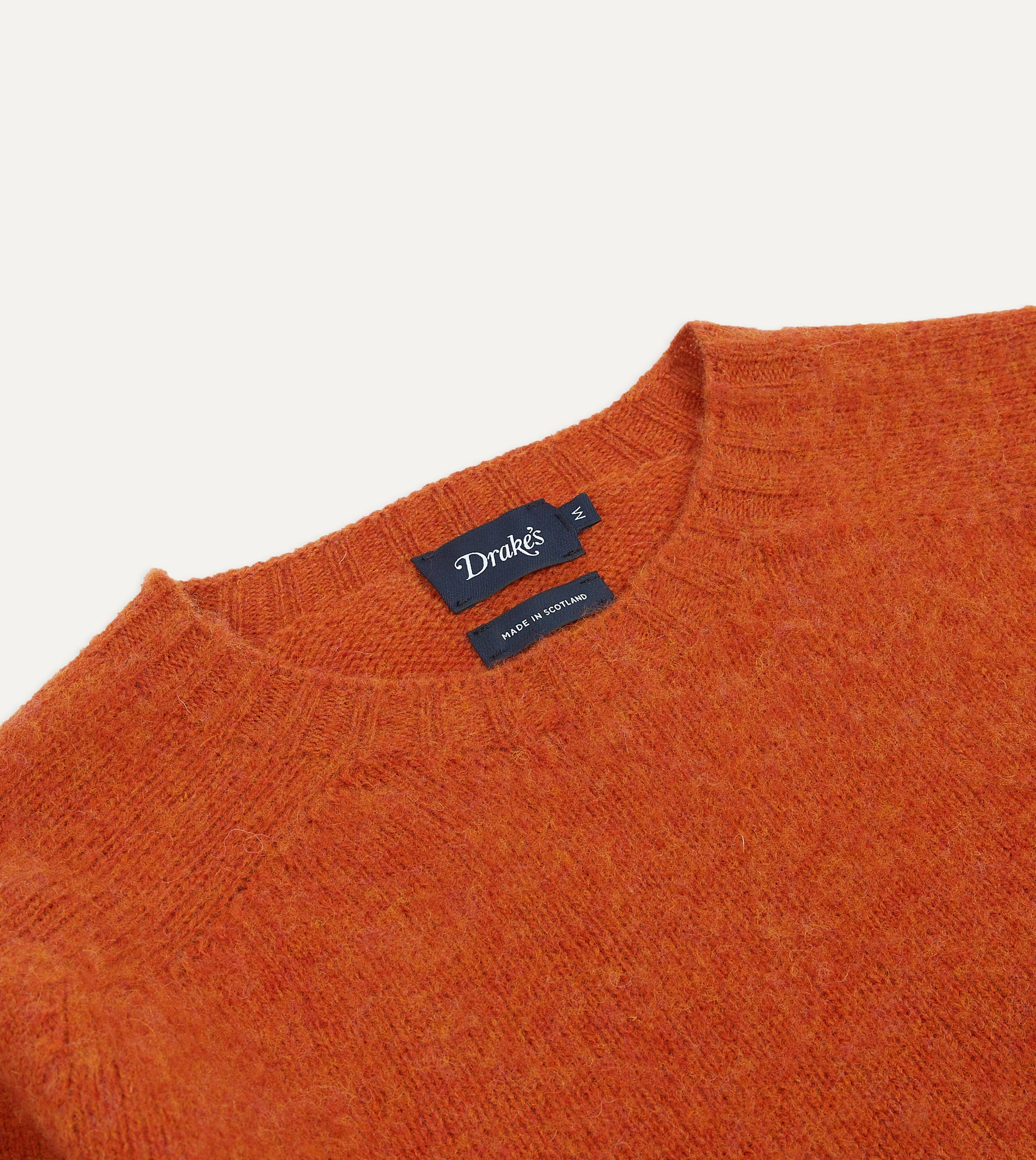 Rust Brushed Shetland Crew Neck Jumper – Drakes