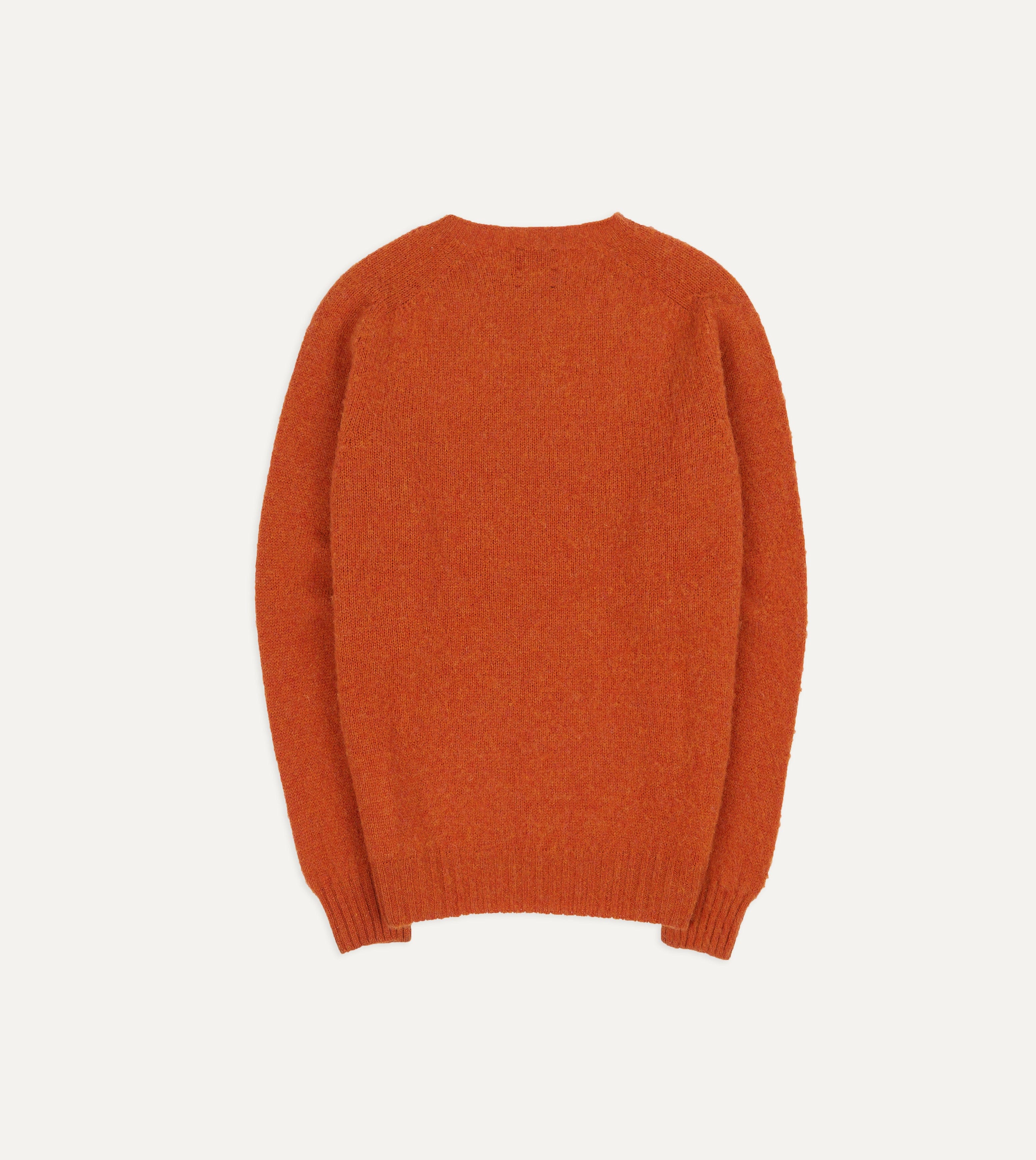 Rust Brushed Shetland Crew Neck Jumper – Drakes