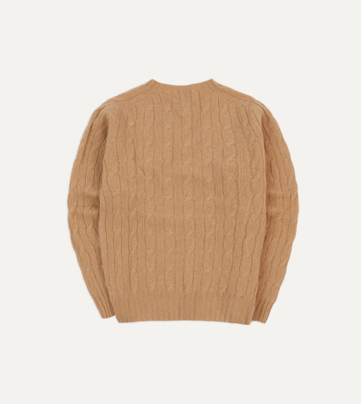 Wheat Brushed Shetland Cable Knit Crew Neck Jumper