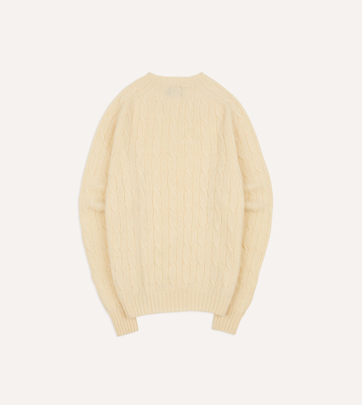 Ecru Brushed Shetland Cable Knit Crew Neck Jumper