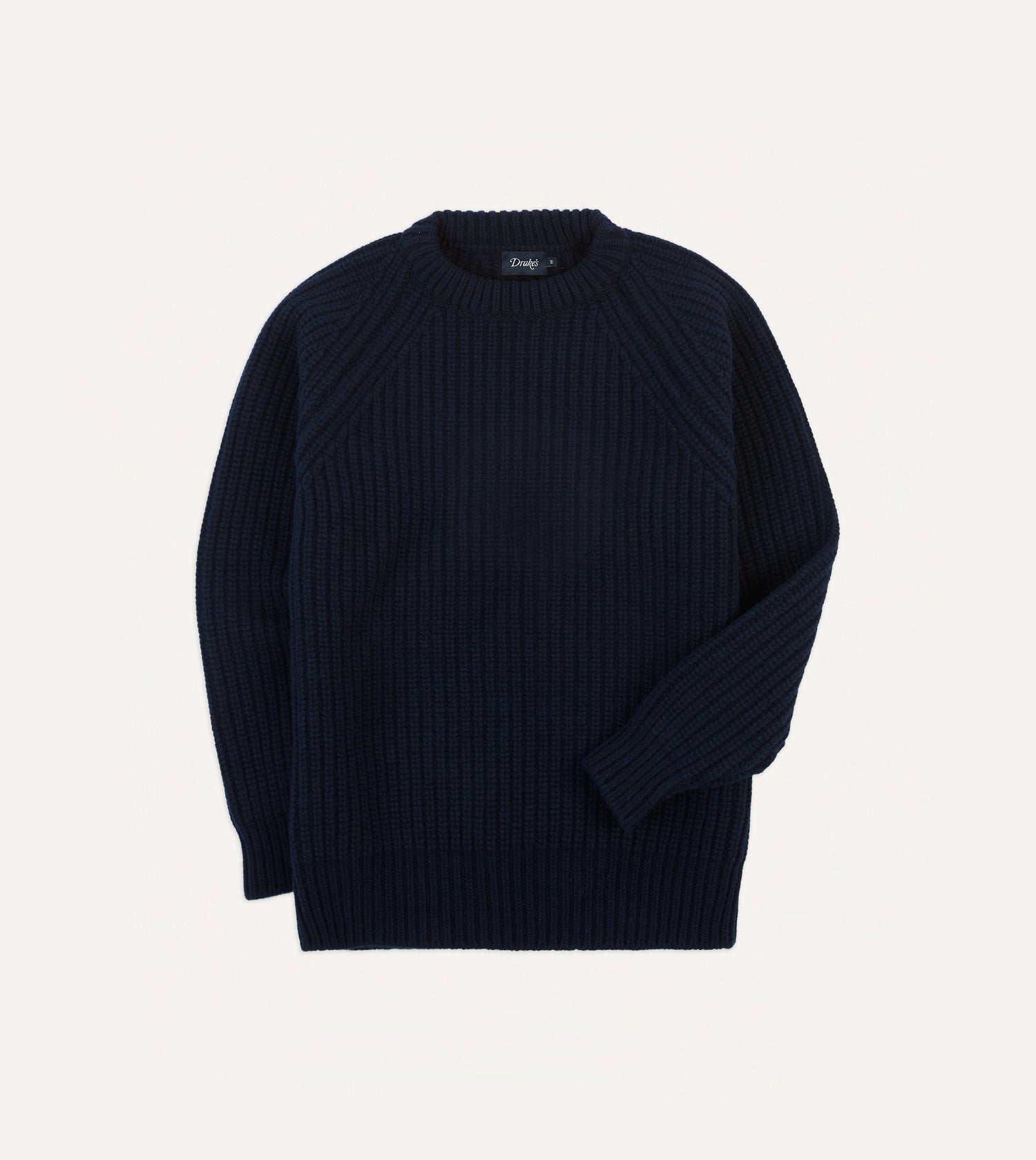 Navy Lambswool Heavy Gauge Fisherman Crew Neck Jumper