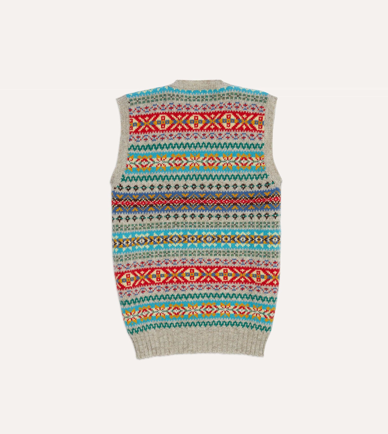 Multicoloured Fair Isle Lambswool Sleeveless V-Neck Jumper