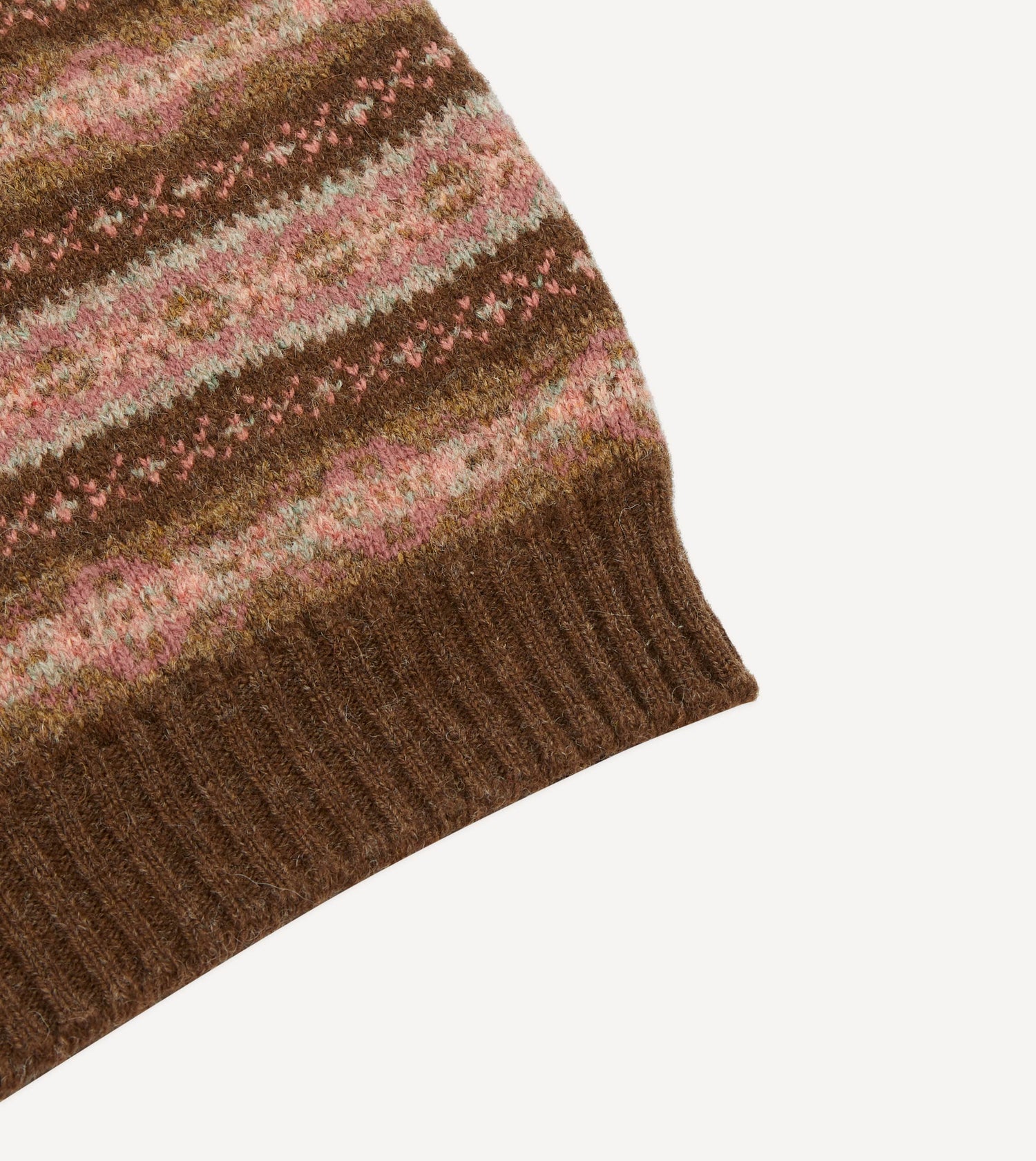 Brown Fair Isle Lambswool Sleeveless V-Neck Jumper