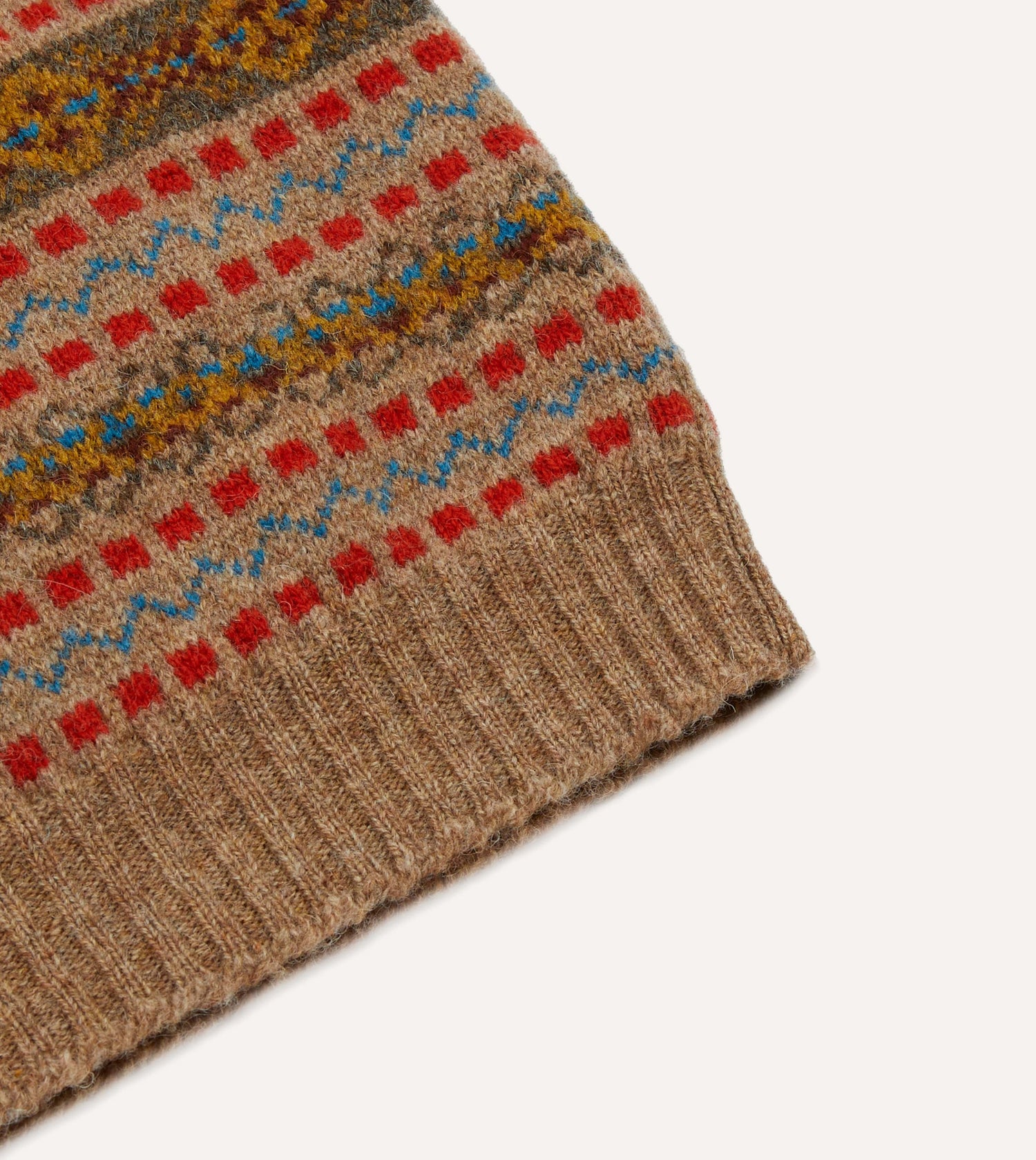 Tan Fair Isle Lambswool Sleeveless V-Neck Jumper